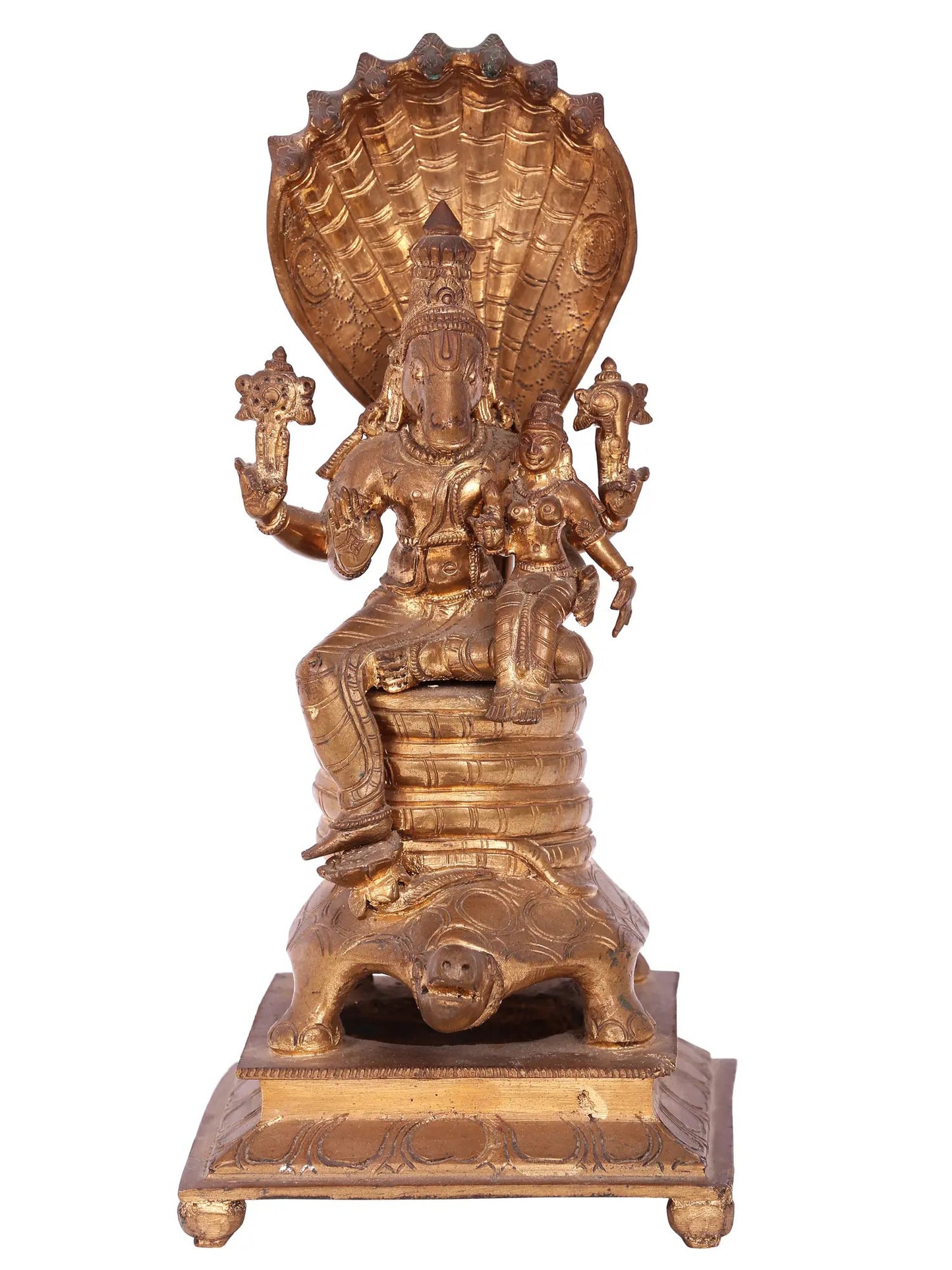 11'' Hayagreeva Bronze Idol With Goddess Lakshmi | Handmade Idol | Panchaloha Bronze Statue From Swamimalai