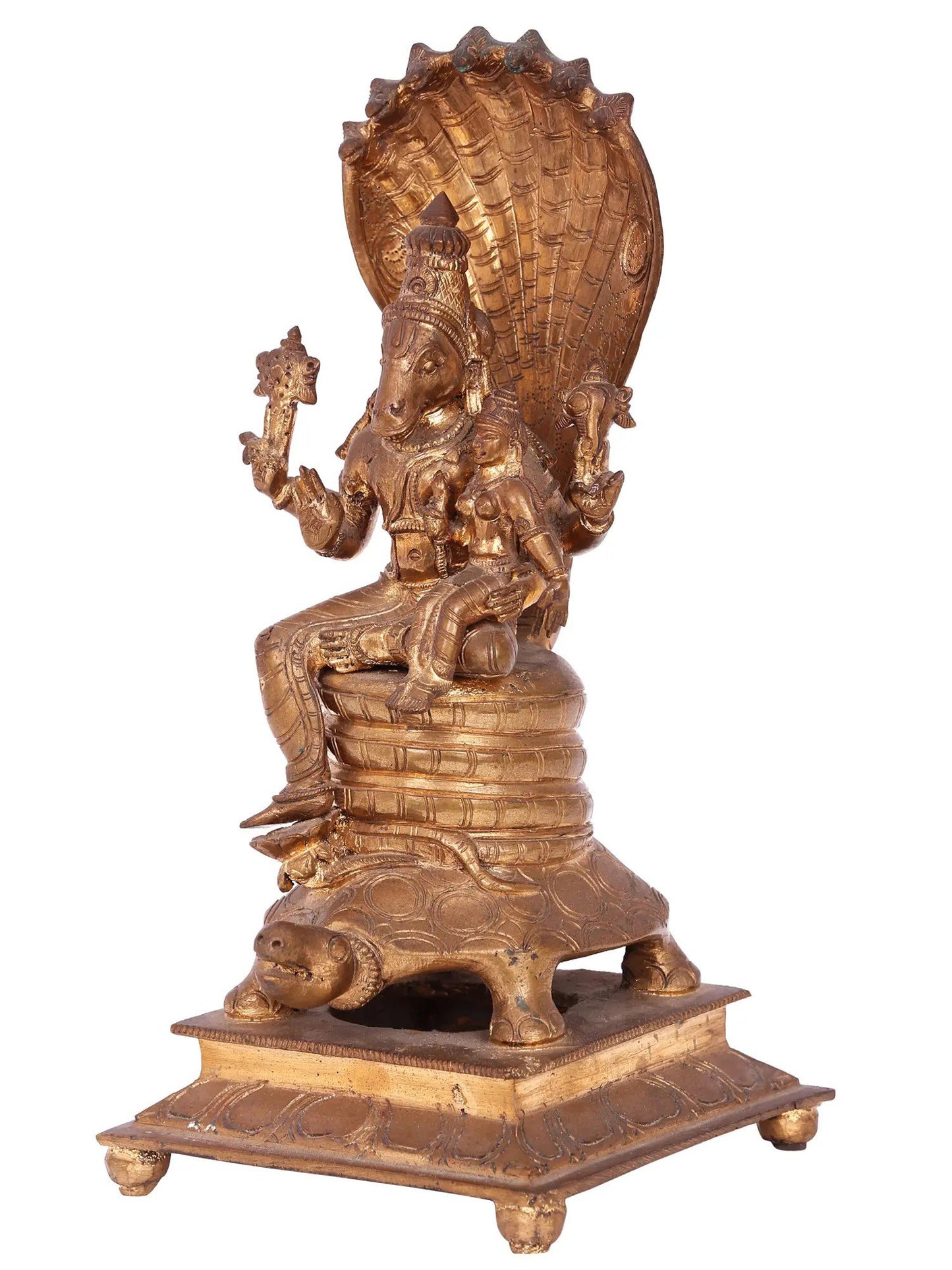 11'' Hayagreeva Bronze Idol With Goddess Lakshmi | Handmade Idol | Panchaloha Bronze Statue From Swamimalai