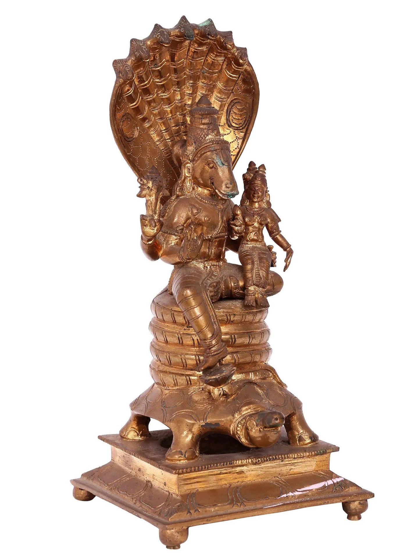 12'' Hayagreeva With Goddess Lakshmi | Handmade Idol | Panchaloha Bronze Statue From Swamimalai