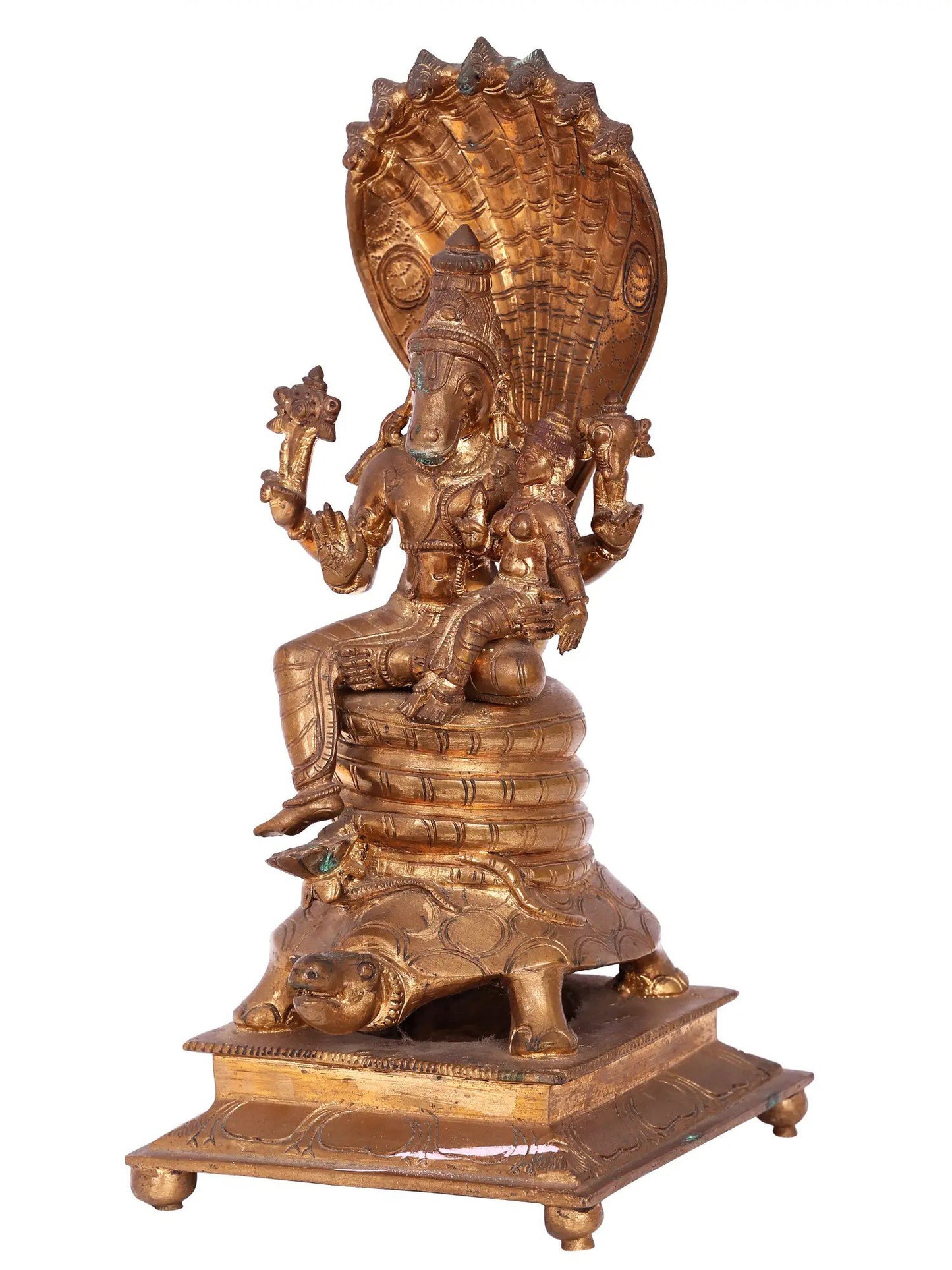 12'' Hayagreeva With Goddess Lakshmi | Handmade Idol | Panchaloha Bronze Statue From Swamimalai