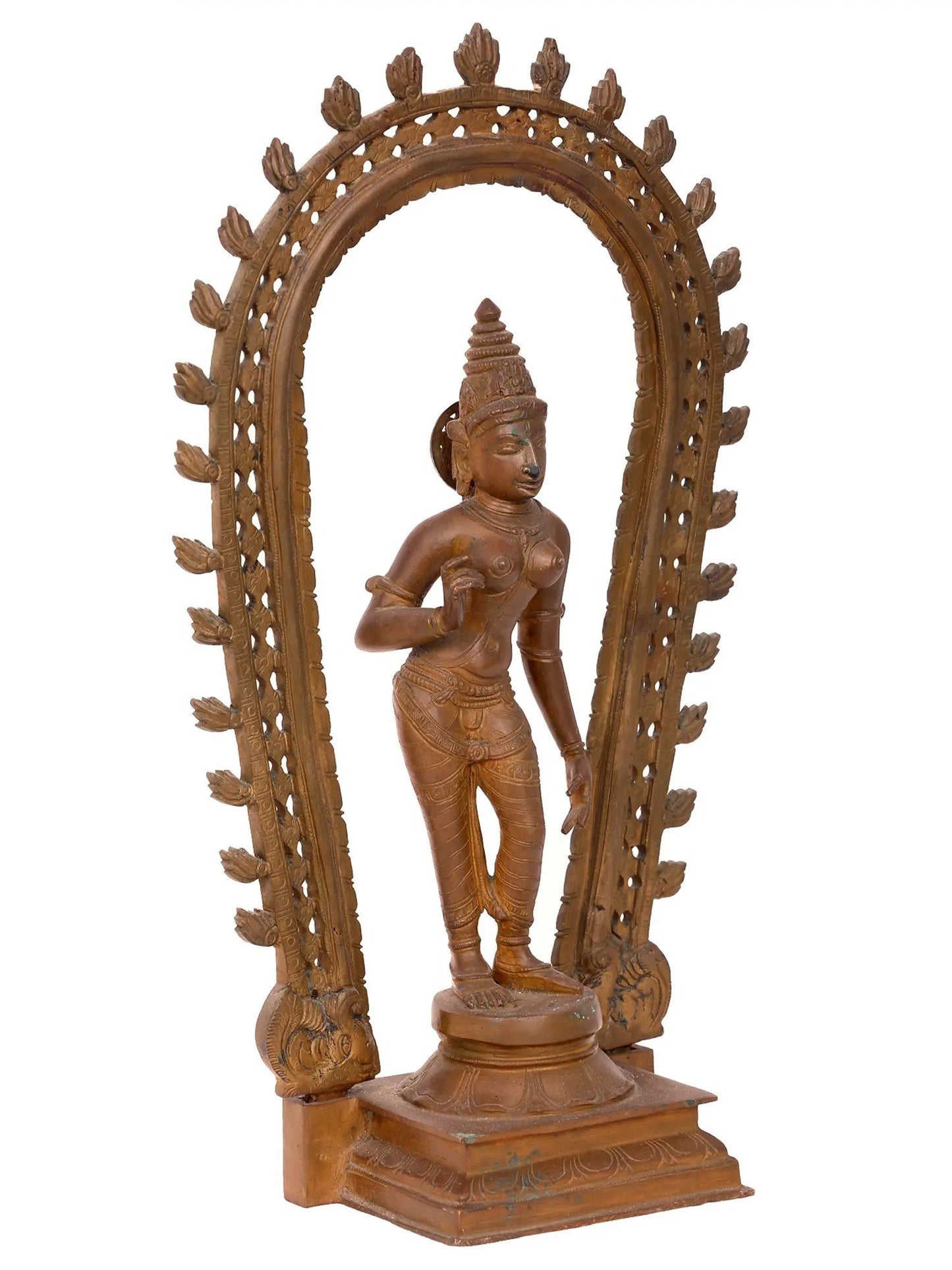 14'' Devi Parvati Panchaloha Bronze Statue From Swamimalai | Goddess Bronze Handmade Idol