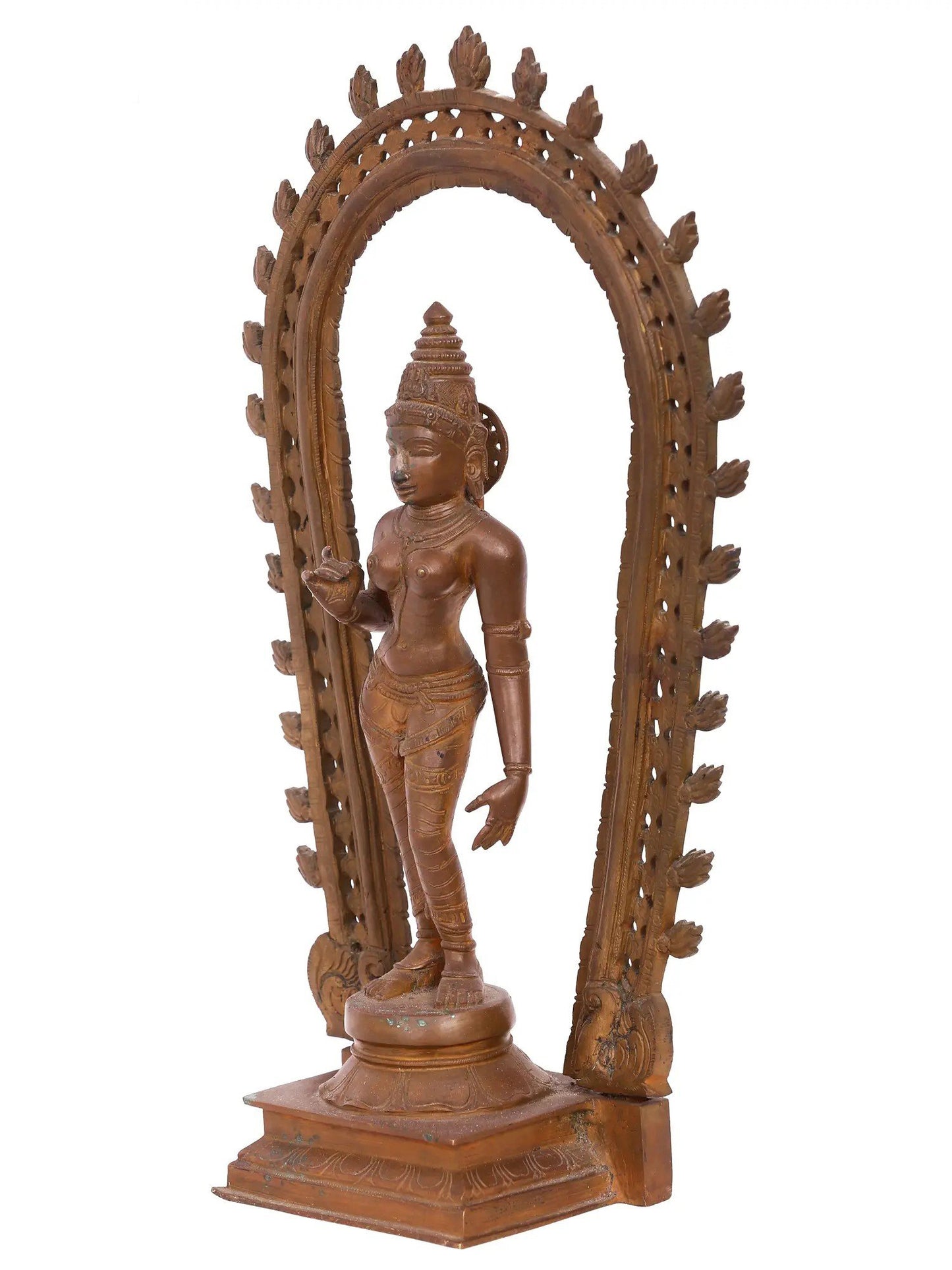 14'' Devi Parvati Panchaloha Bronze Statue From Swamimalai | Goddess Bronze Handmade Idol