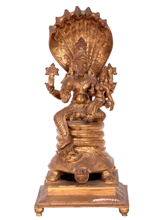 11'' Lord Varaha with Goddess Lakshmi | Handmade Goddess Idol | Panchaloha Bronze Statue From Swamimalai