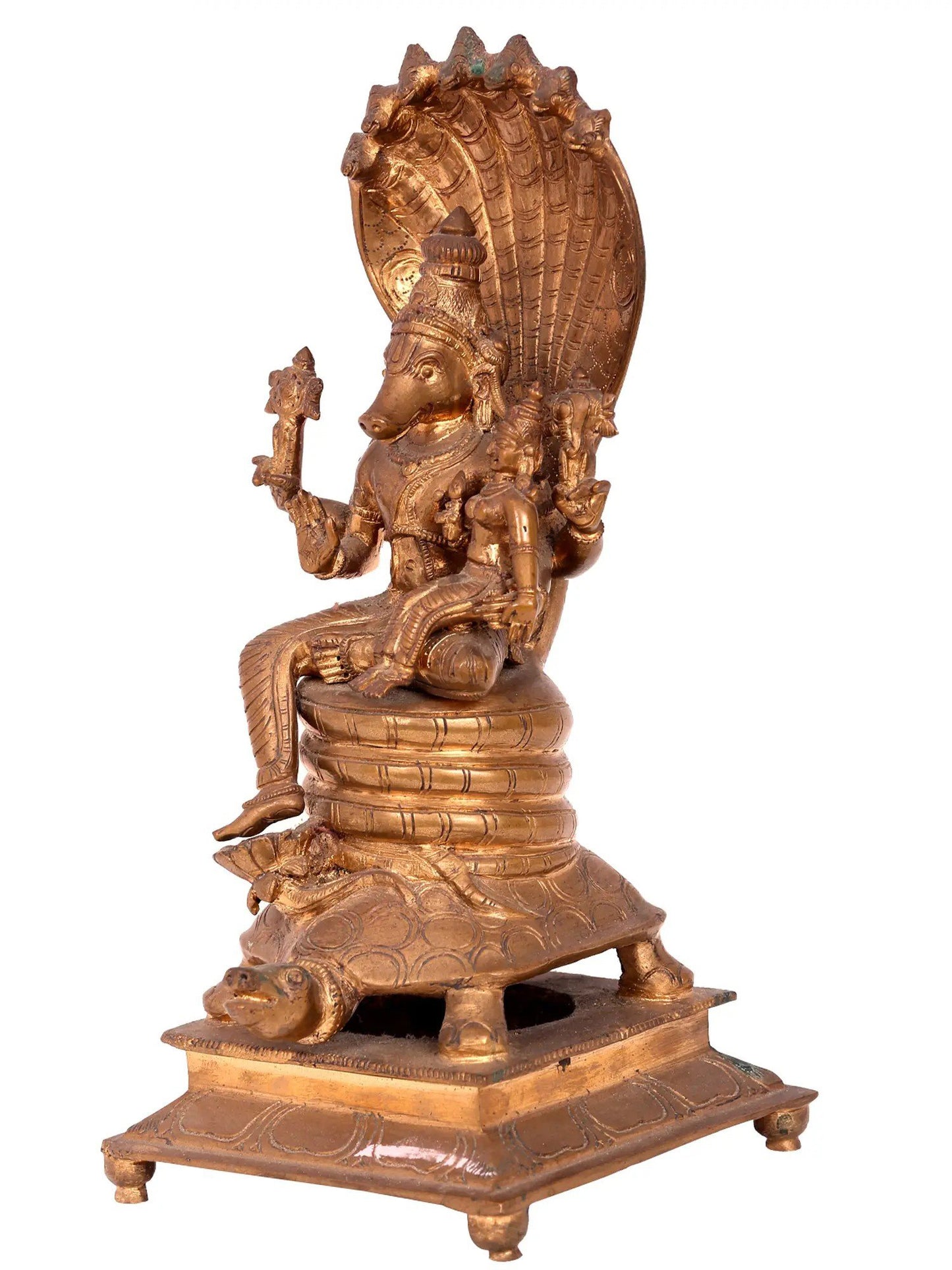 11'' Lord Varaha with Goddess Lakshmi | Handmade Goddess Idol | Panchaloha Bronze Statue From Swamimalai