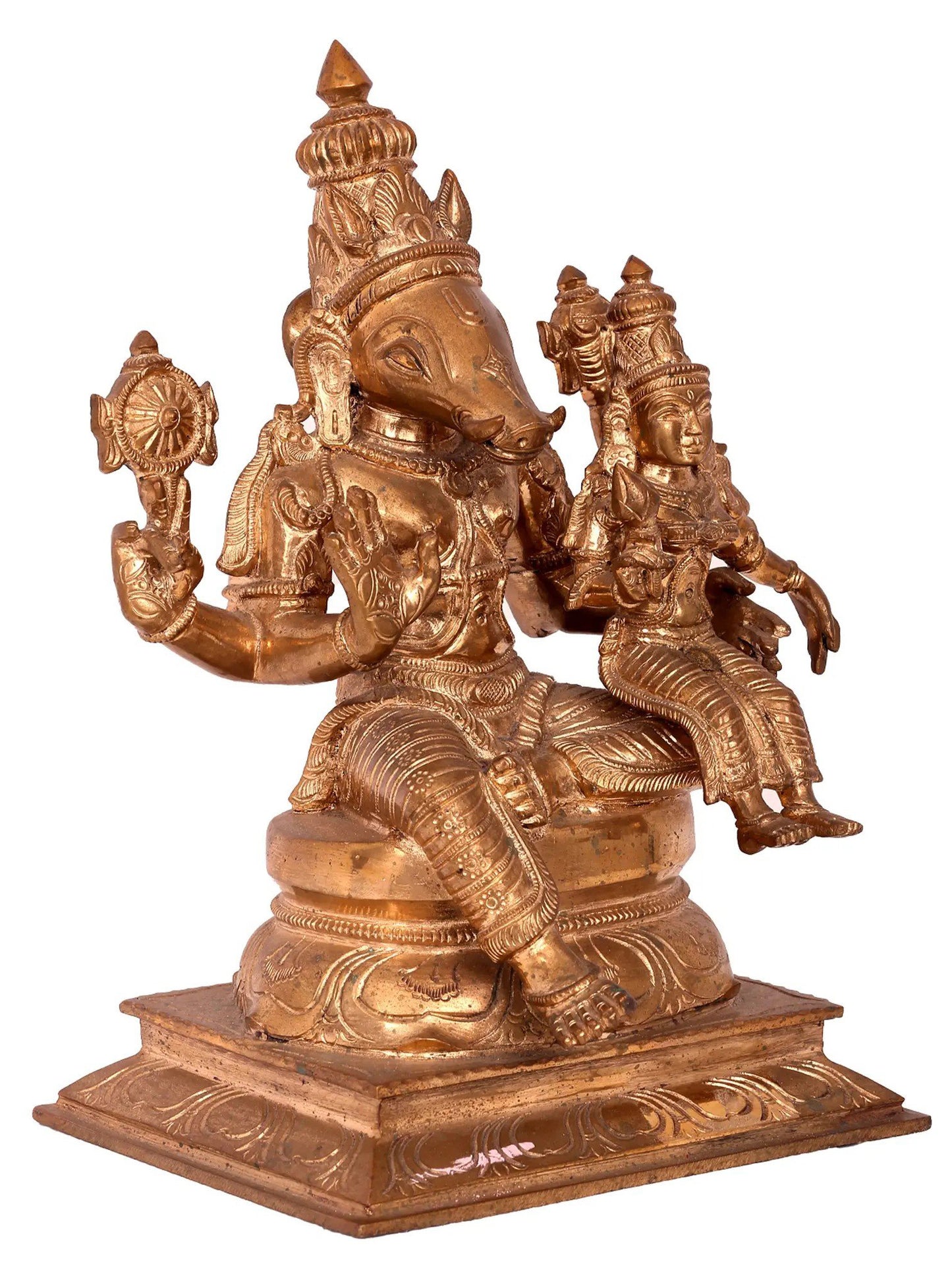 13'' Varaha Idol with Devi Lakshmi | Handmade Bronze Idol | Panchaloha Bronze from Swamimalai