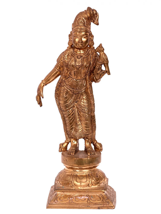 9'' Goddess Andal | Handmade Goddess Idol | Panchaloha Bronze Statue From Swamimalai