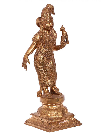 9'' Goddess Andal | Handmade Goddess Idol | Panchaloha Bronze Statue From Swamimalai