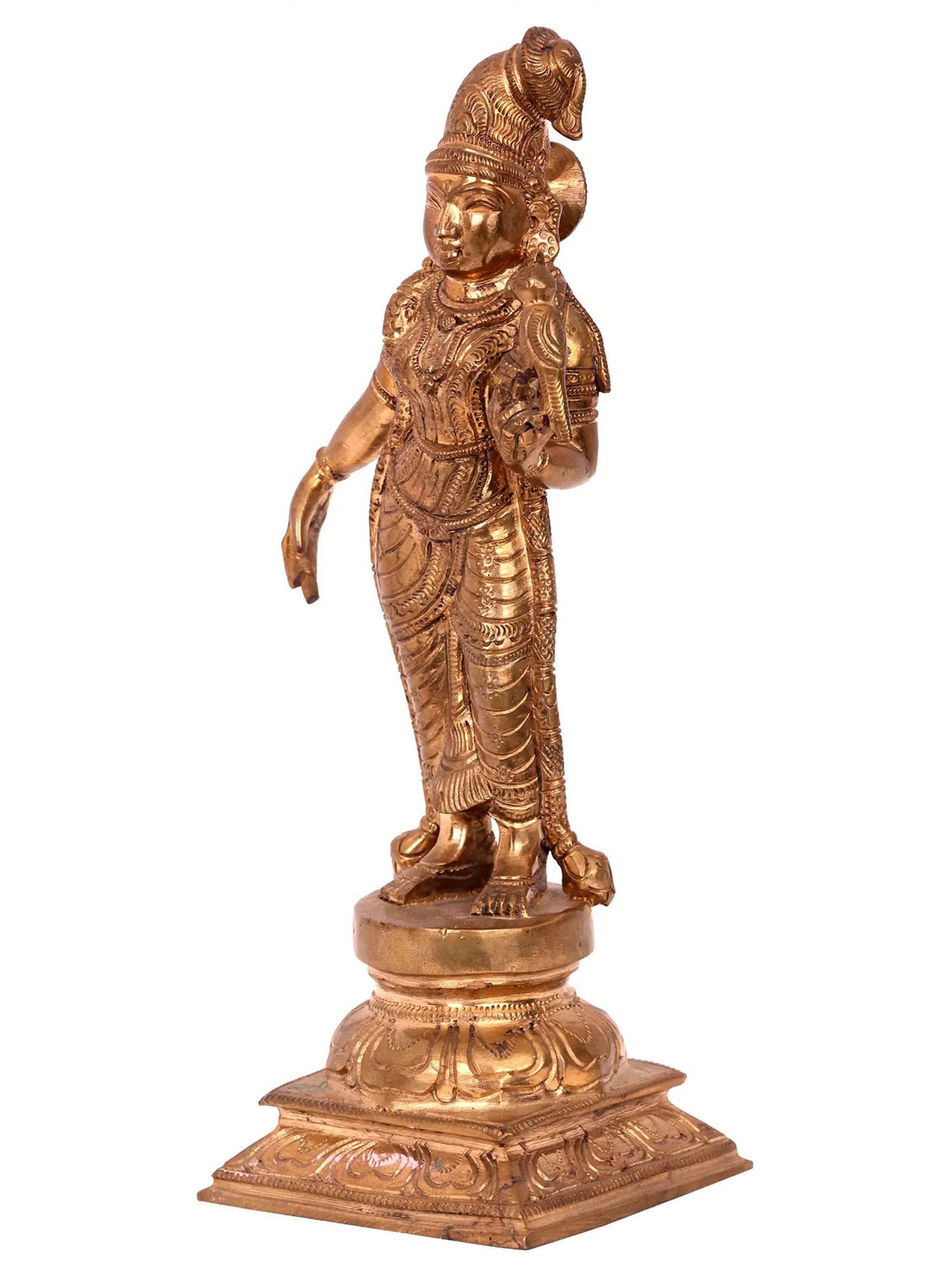 9'' Goddess Andal | Handmade Goddess Idol | Panchaloha Bronze Statue From Swamimalai