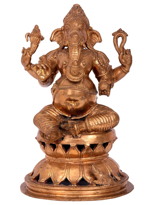 12'' Lord Ganesha Bronze Statue | Handmade | Lord Ganesha Idol | Panchaloha Bronze From Swamimalai