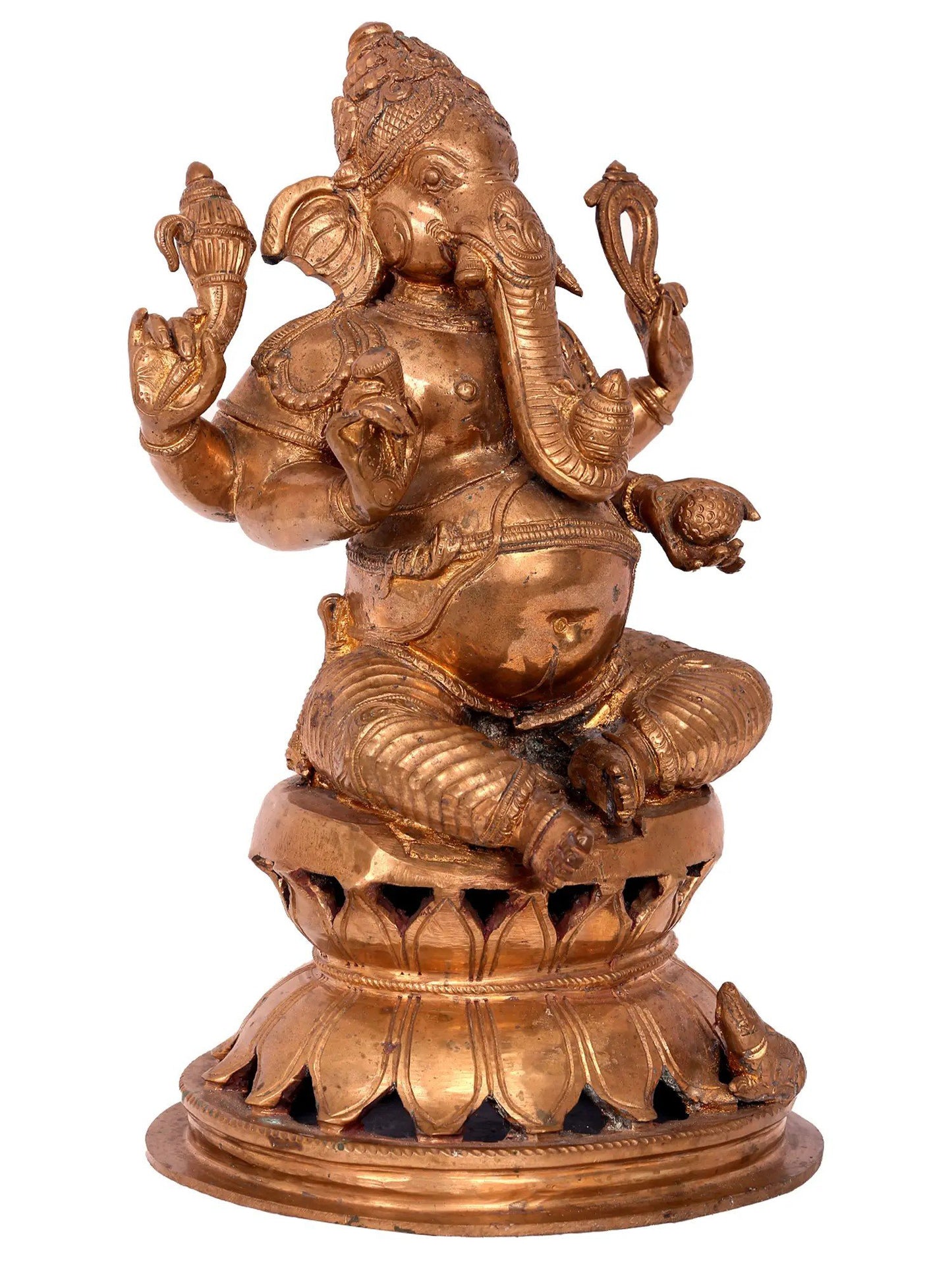 12'' Lord Ganesha Bronze Statue | Handmade | Lord Ganesha Idol | Panchaloha Bronze From Swamimalai