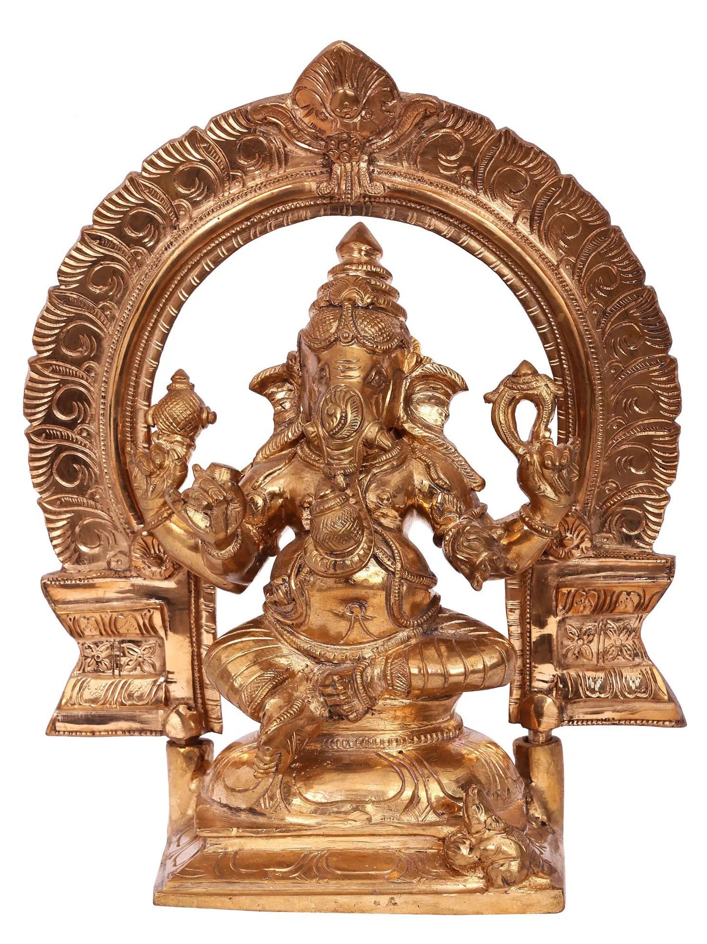 10'' Sitting Lord Ganesha Bronze Statue | Handmade | Ganesha Idol | Panchaloha Bronze from Swamimalai