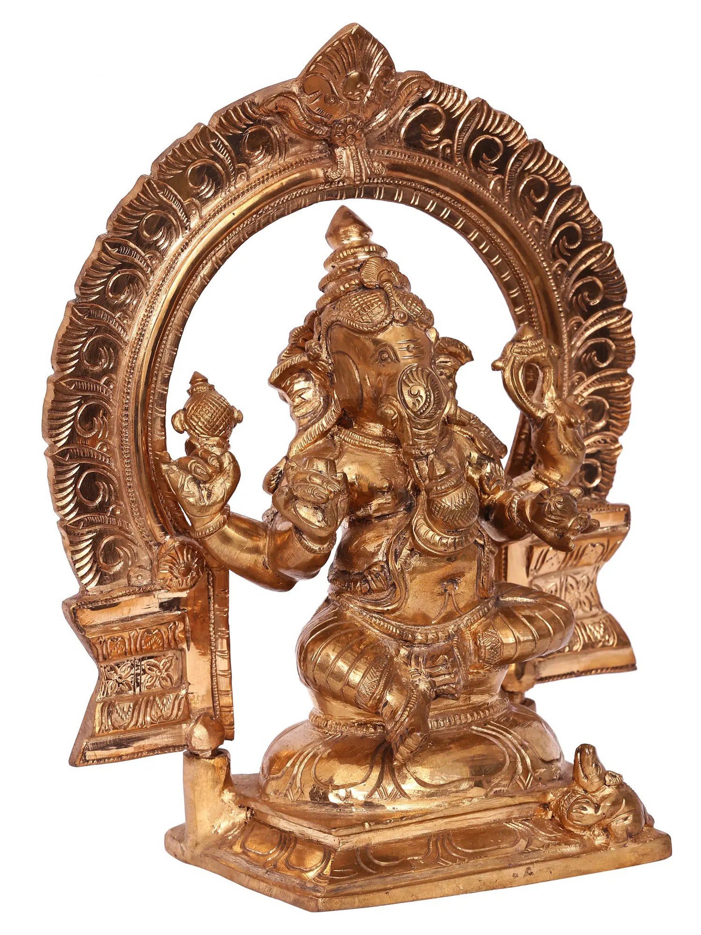 10'' Sitting Lord Ganesha Bronze Statue | Handmade | Ganesha Idol | Panchaloha Bronze from Swamimalai