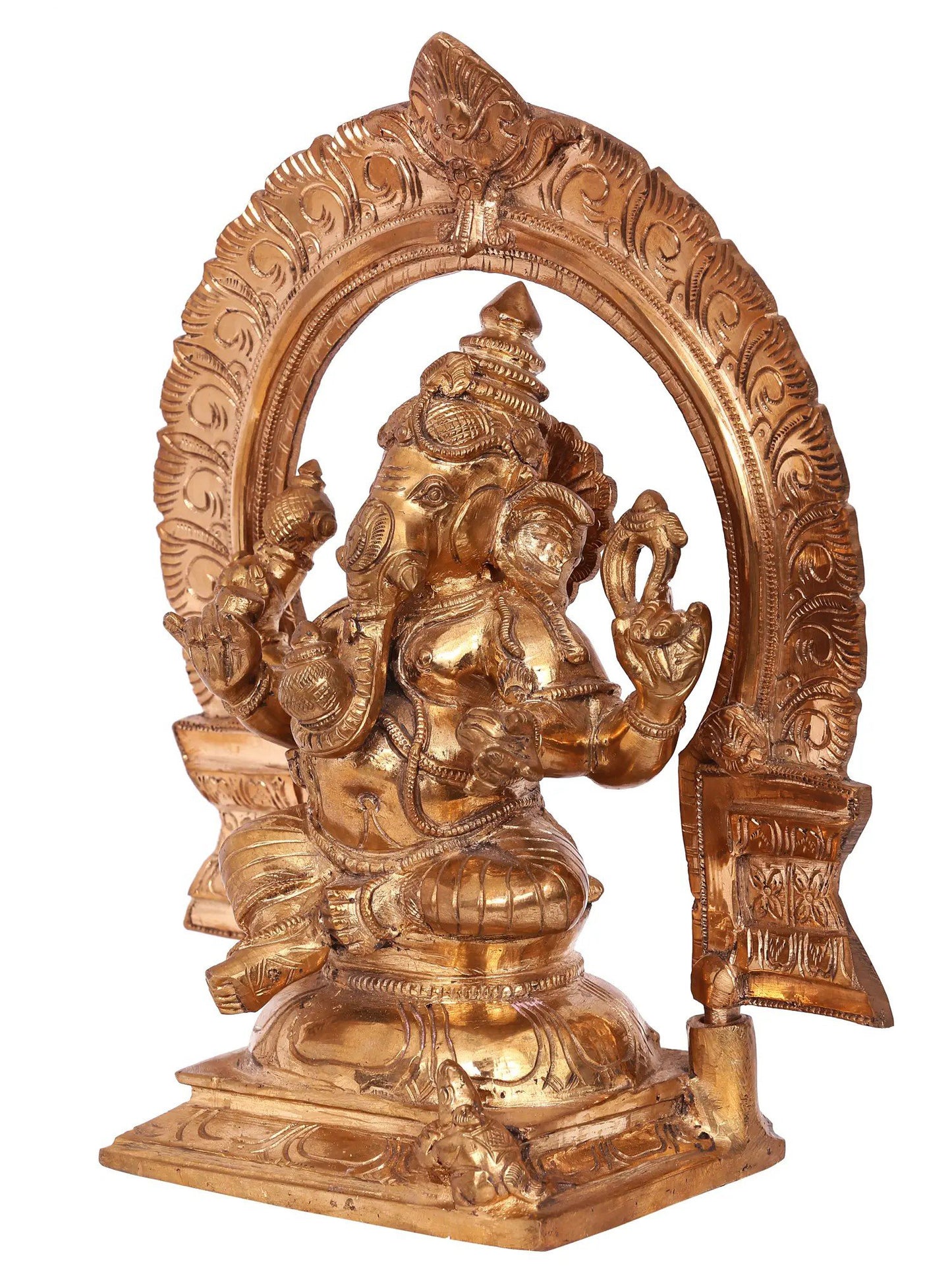 10'' Sitting Lord Ganesha Bronze Statue | Handmade | Ganesha Idol | Panchaloha Bronze from Swamimalai