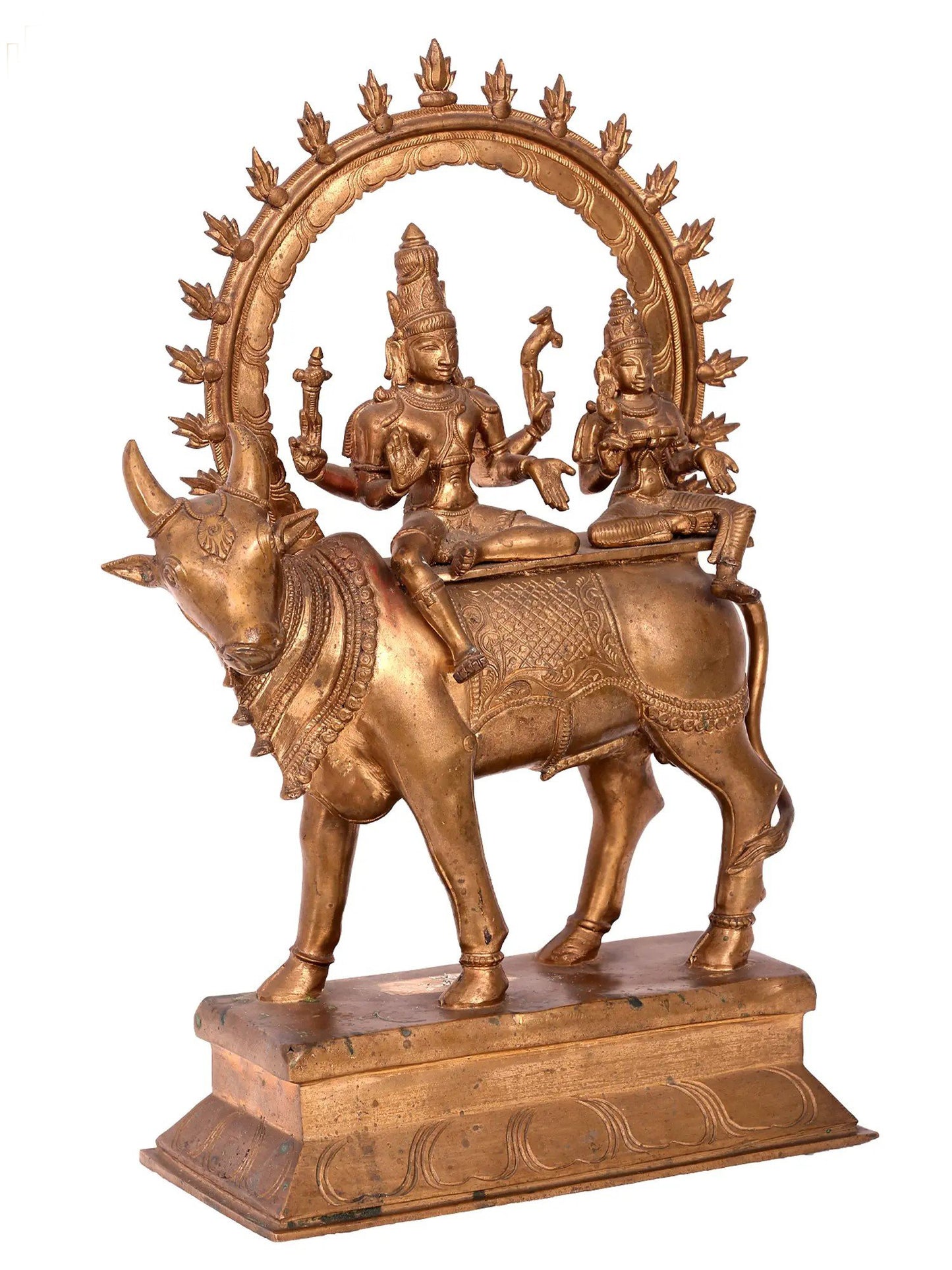 15'' Pradosha Moorthy (Shiv Parvati) | Handmade Bronze Idol | Panchaloha Bronze Statue From Swamimalai