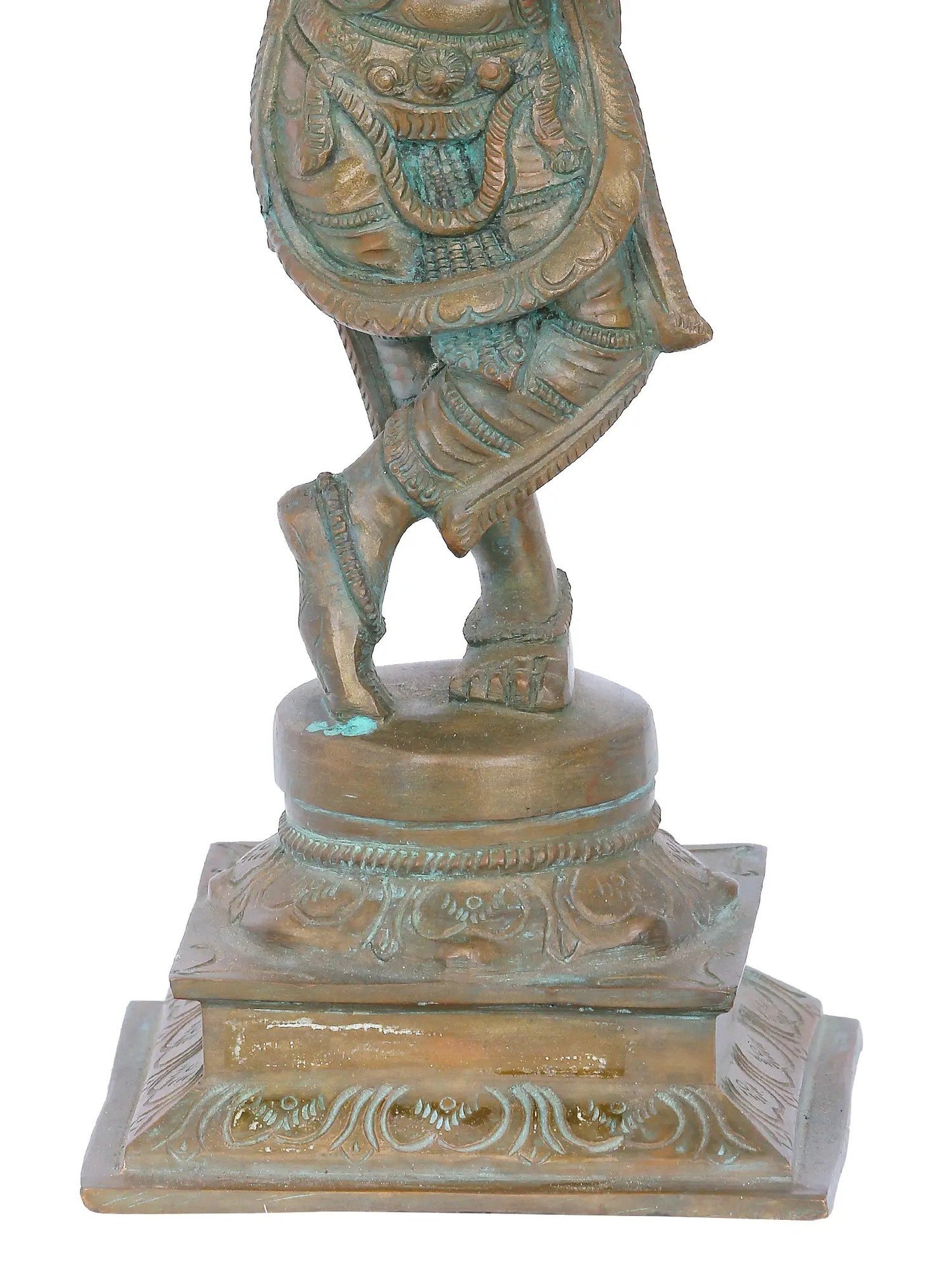 12'' Fluting Krishna Panchaloha Bronze Statue | Madhuchista Vidhana (Lost-Wax) | Panchaloha Bronze from Swamimalai