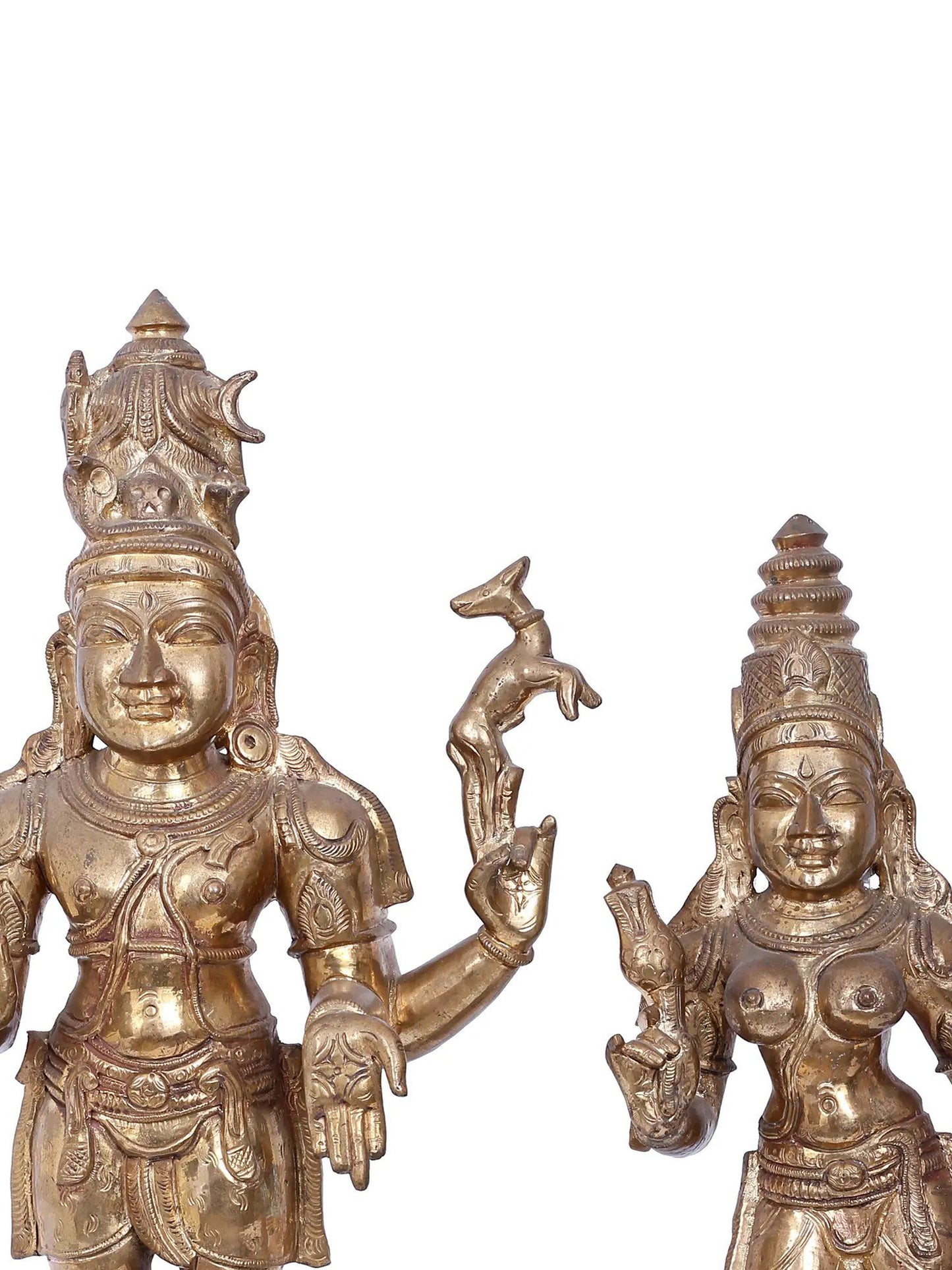 21'' Lord Shiva And Goddess Parvati | Madhuchista Vidhana | Panchaloha Bronze Statue From Swamimalai