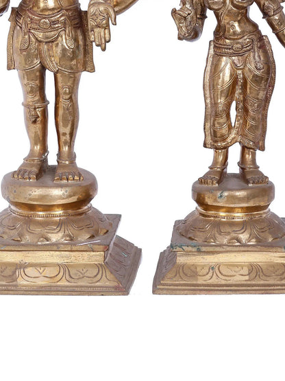 21'' Lord Shiva And Goddess Parvati | Madhuchista Vidhana | Panchaloha Bronze Statue From Swamimalai