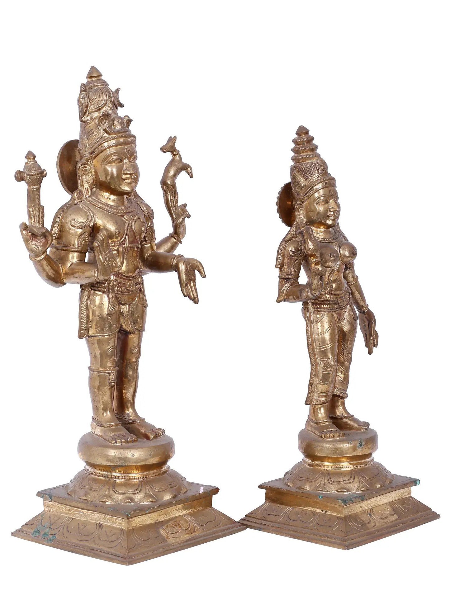 21'' Lord Shiva And Goddess Parvati | Madhuchista Vidhana | Panchaloha Bronze Statue From Swamimalai