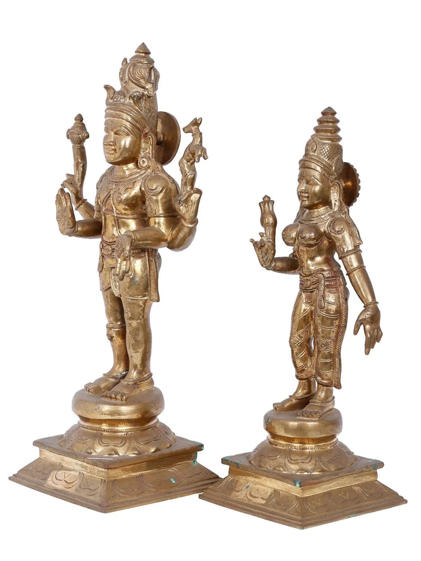 21'' Lord Shiva And Goddess Parvati | Madhuchista Vidhana | Panchaloha Bronze Statue From Swamimalai