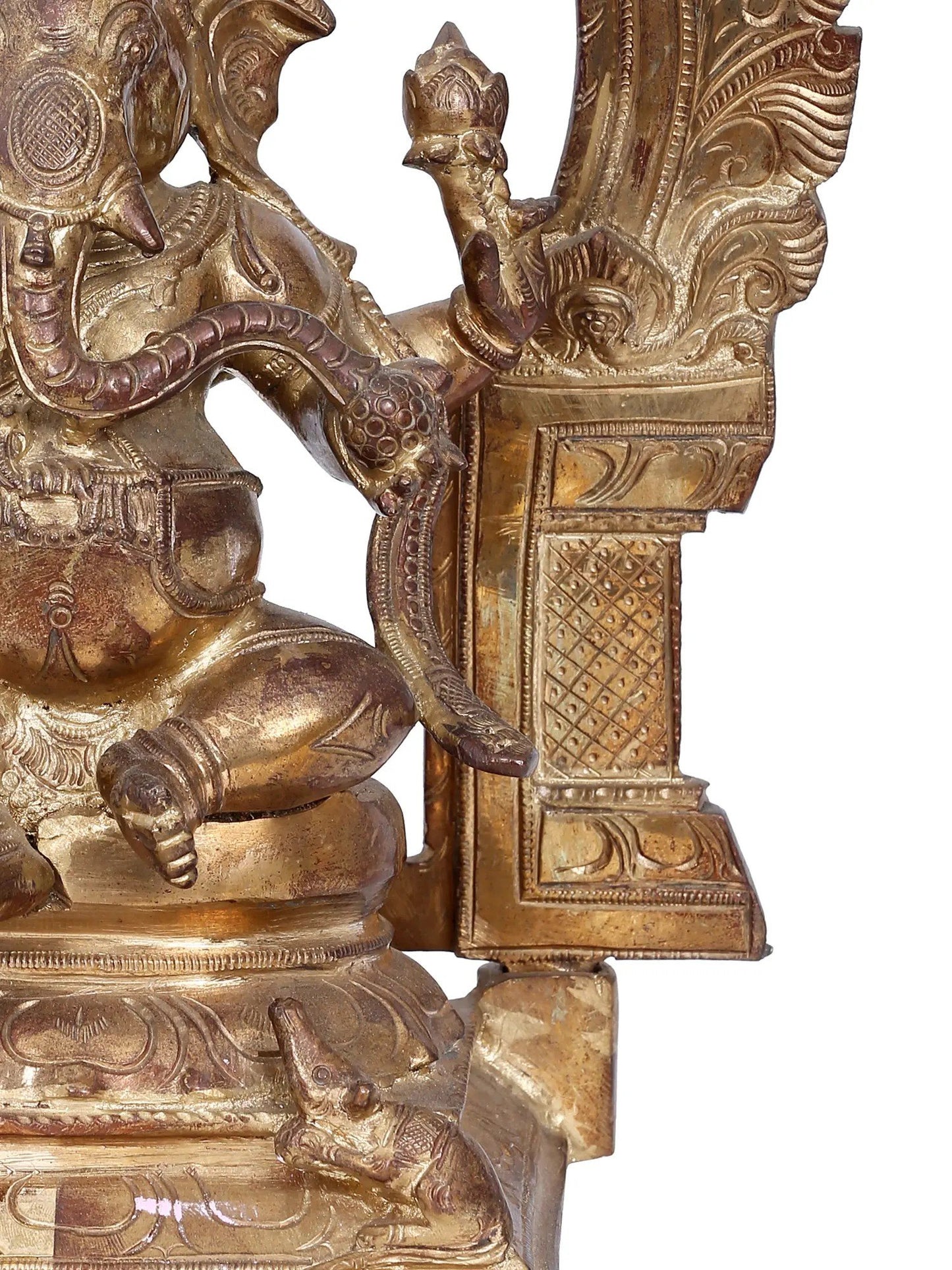 14'' Four Armed Lord Ganesha In Seated Pose | Ganesha Bronze Statue | Panchaloha Bronze Idol From Swamimalai