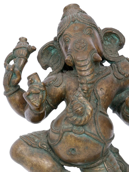 16'' Dancing Ganesha On Serpent Bronze Idol | Ganesha Bronze Statue | Panchaloha Bronze Idol From Swamimalai