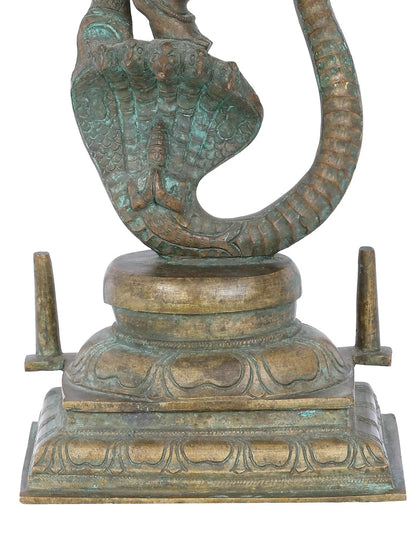 16'' Dancing Ganesha On Serpent Bronze Idol | Ganesha Bronze Statue | Panchaloha Bronze Idol From Swamimalai