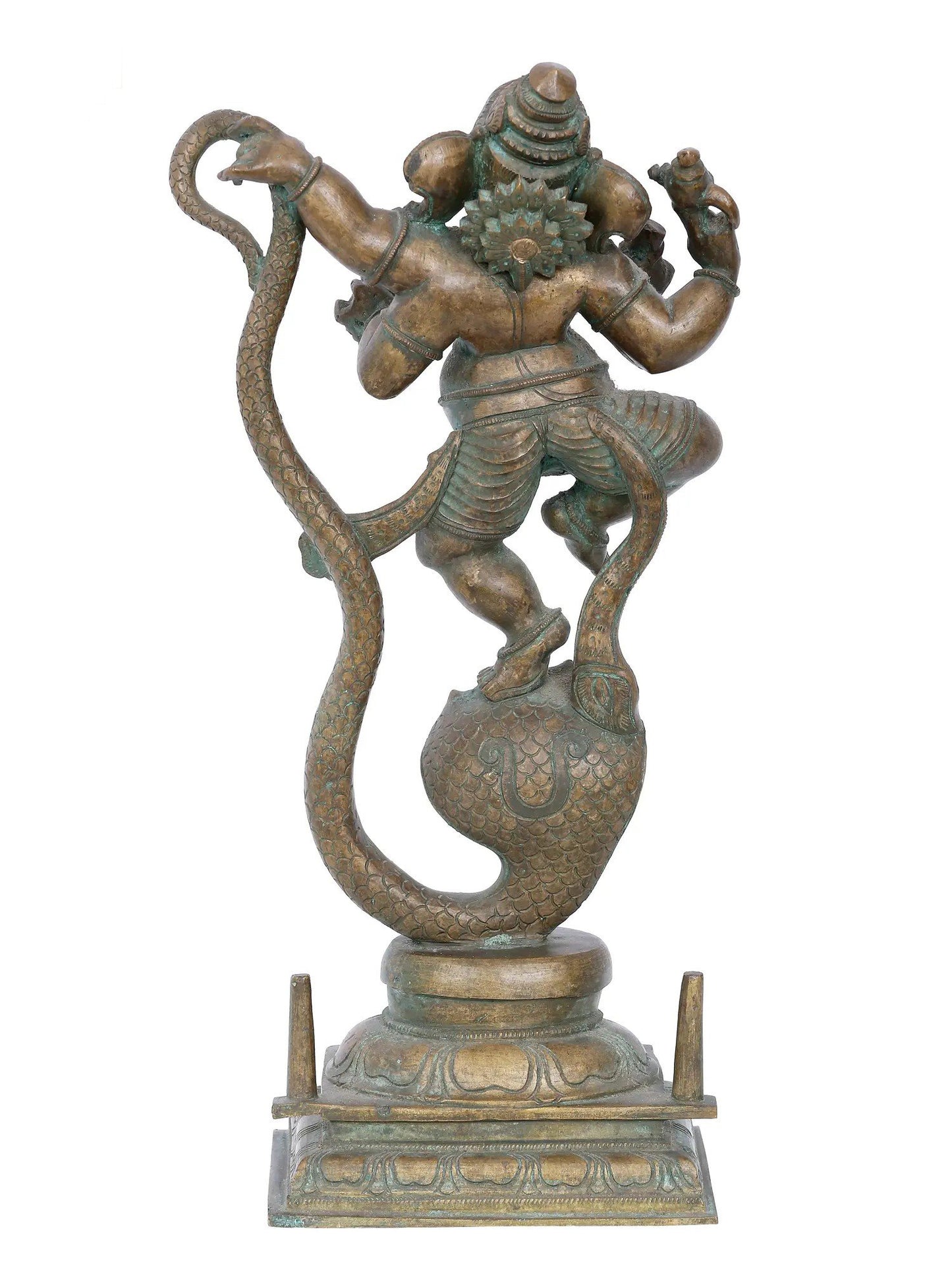 16'' Dancing Ganesha On Serpent Bronze Idol | Ganesha Bronze Statue | Panchaloha Bronze Idol From Swamimalai