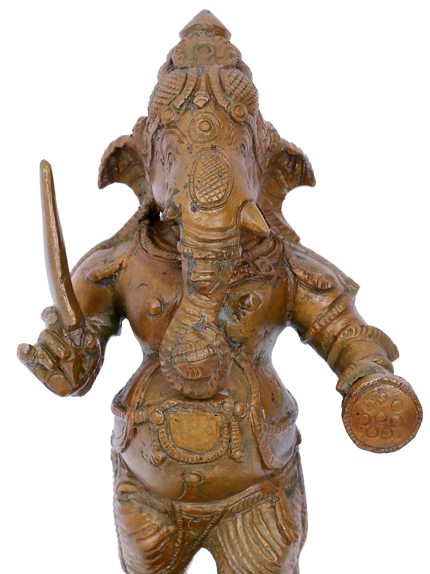 9'' Veer Ganesha Standing On Lotus | Ganesha Bronze Statue | Panchaloha Bronze Idol From Swamimalai