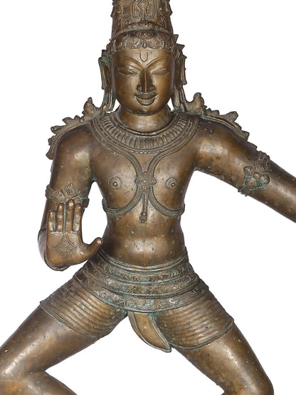 48'' Dancing Lord Krishna On Kalia Serpent | Madhuchista Vidhana (Lost-Wax) | Panchaloha Bronze Statue From Swamimalai