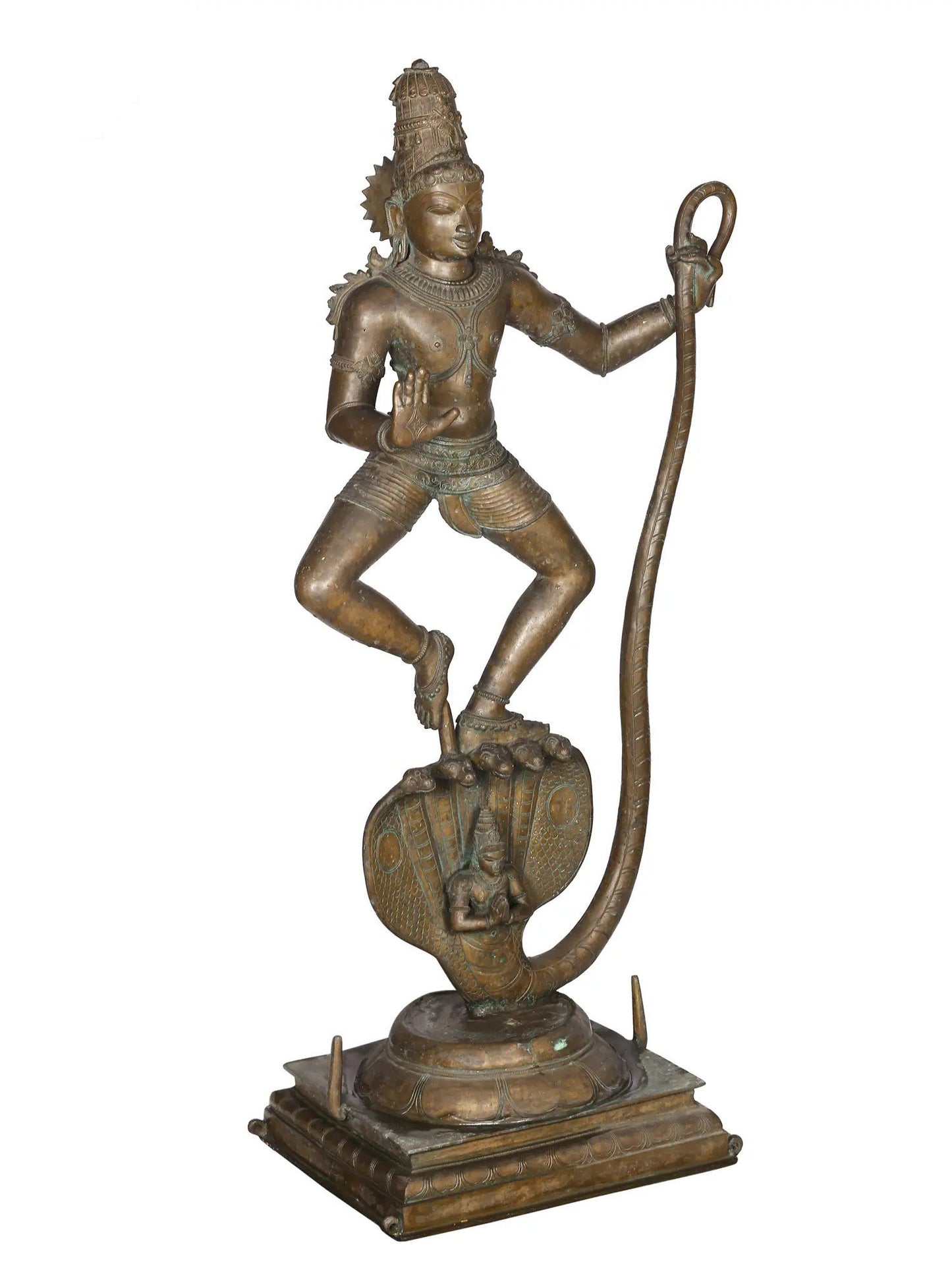 48'' Dancing Lord Krishna On Kalia Serpent | Madhuchista Vidhana (Lost-Wax) | Panchaloha Bronze Statue From Swamimalai