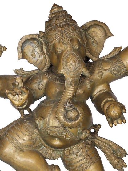 48'' Dancing Ganesha With Devotees | Panchaloha Bronze Statue From Swamimalai