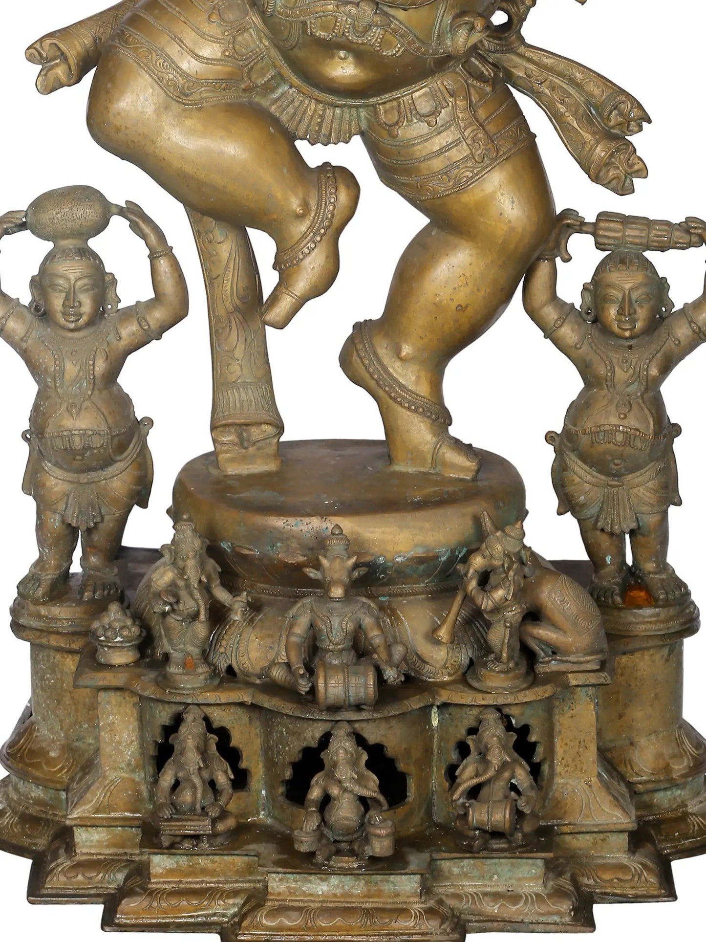 48'' Dancing Ganesha With Devotees | Panchaloha Bronze Statue From Swamimalai