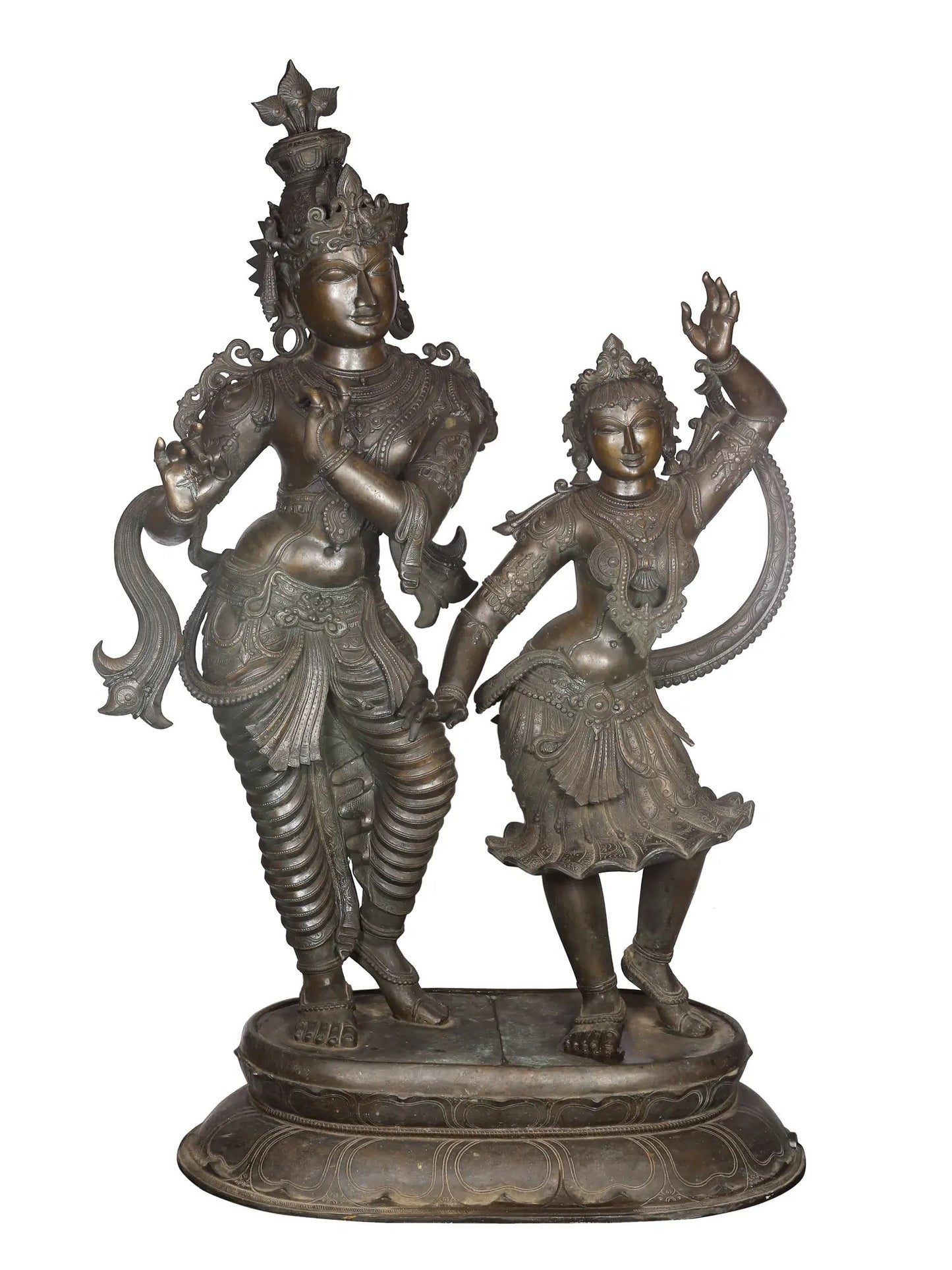 60'' Superfine Large Radha Krishna Statue | Panchaloha Bronze Statue From Swamimalai