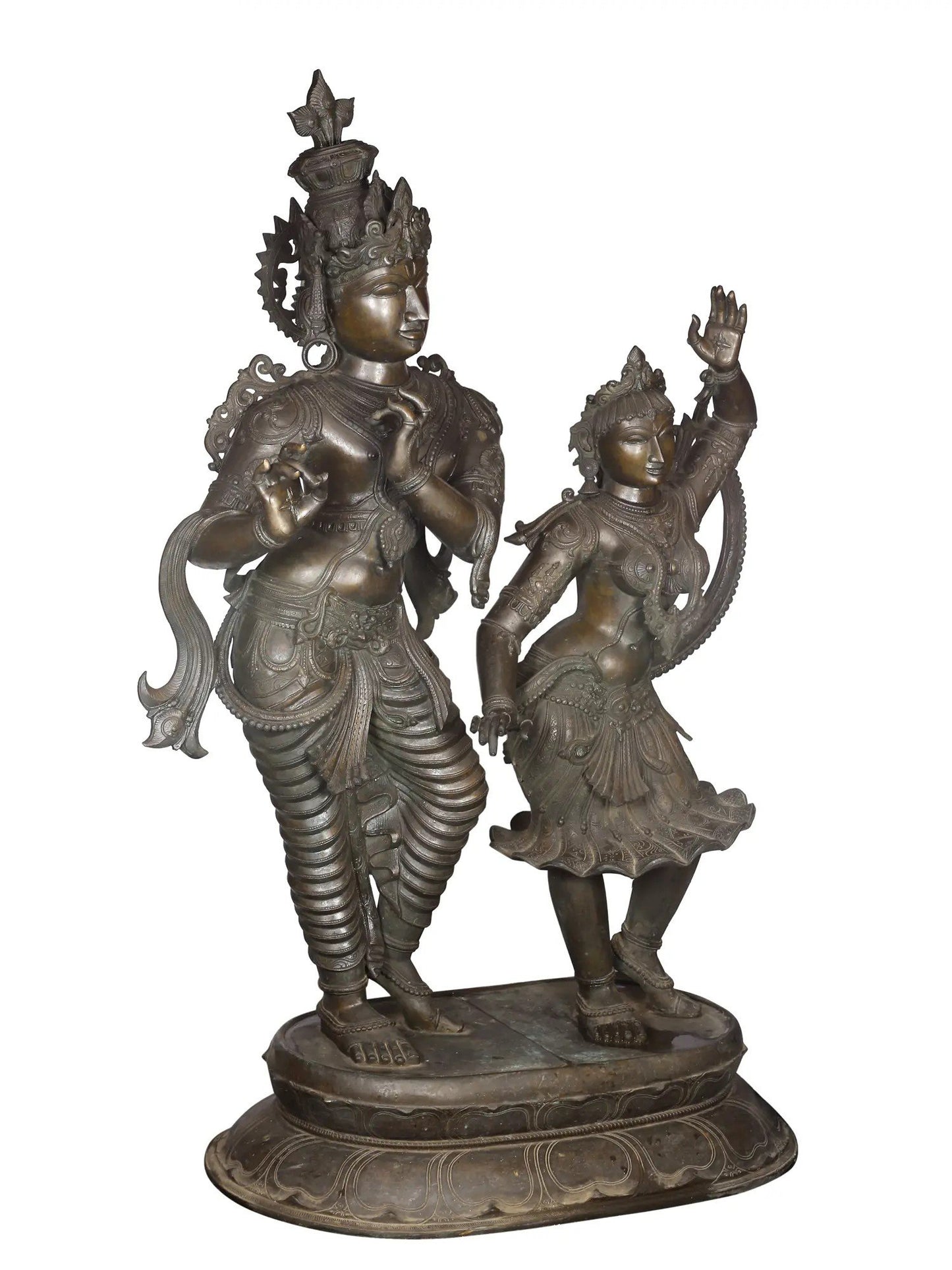 60'' Superfine Large Radha Krishna Statue | Panchaloha Bronze Statue From Swamimalai