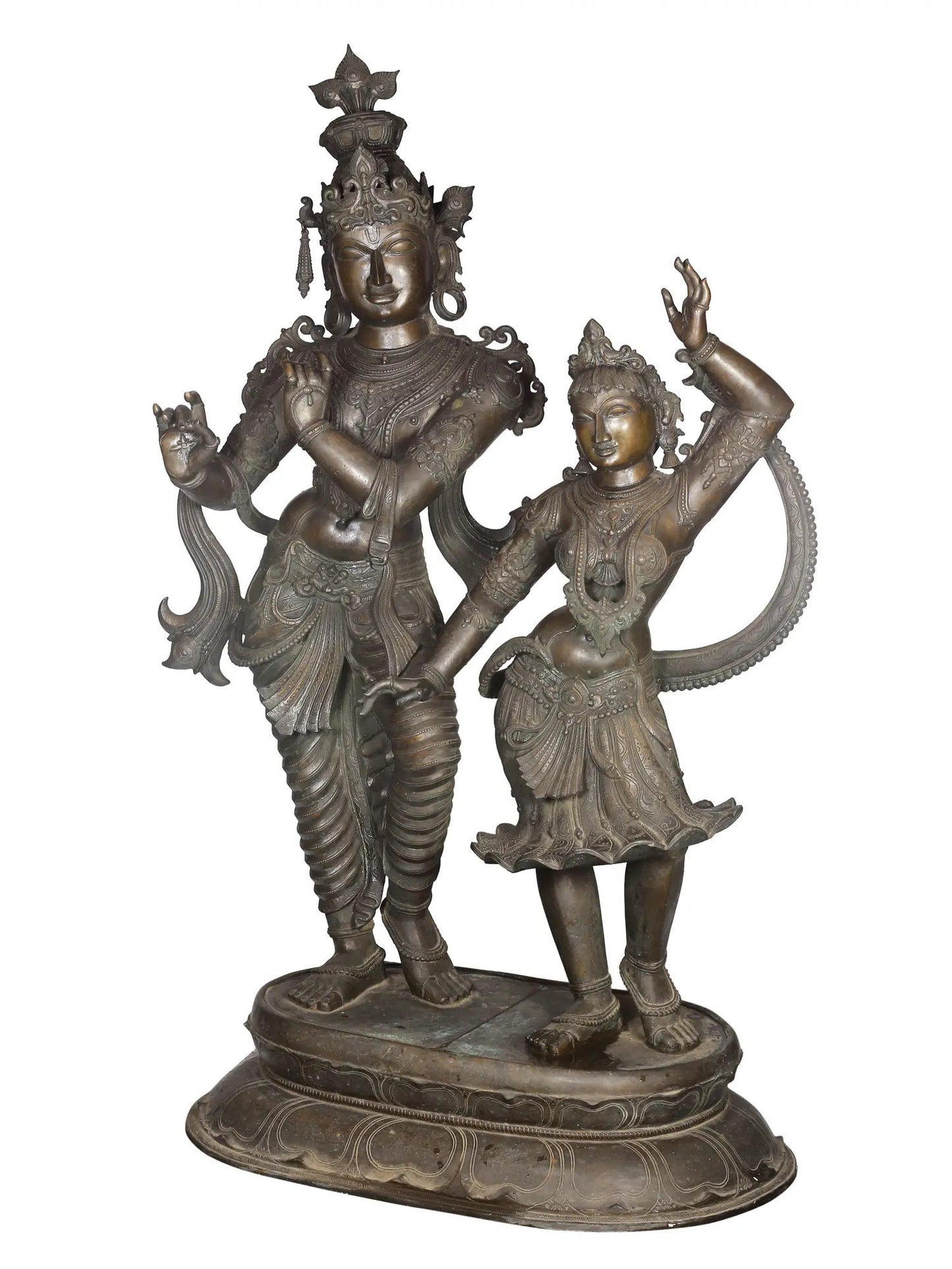 60'' Superfine Large Radha Krishna Statue | Panchaloha Bronze Statue From Swamimalai