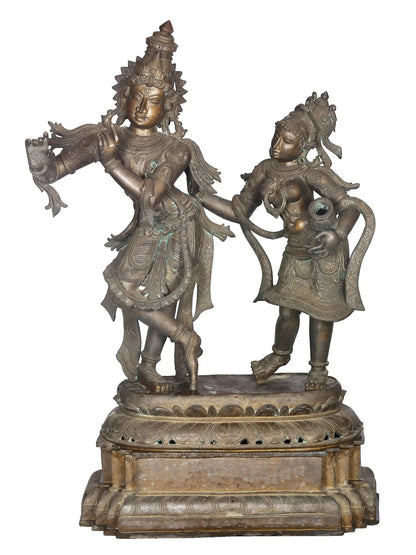 46'' Attractive Radha Krishna Sculpture | Panchaloha Bronze Statue From Swamimalai