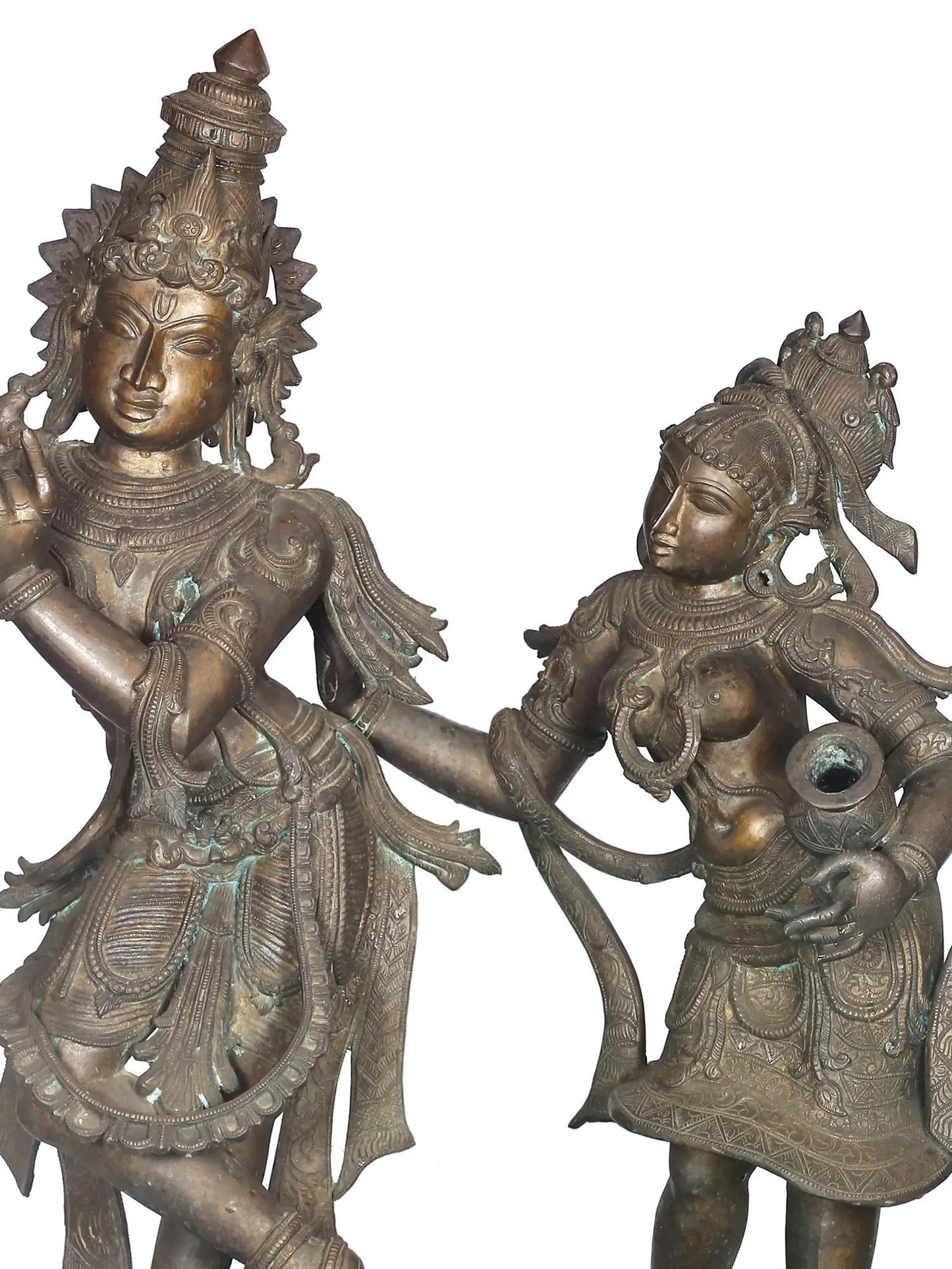 46'' Attractive Radha Krishna Sculpture | Panchaloha Bronze Statue From Swamimalai