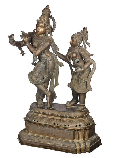 46'' Attractive Radha Krishna Sculpture | Panchaloha Bronze Statue From Swamimalai