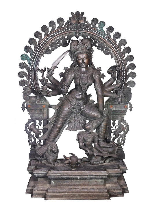 60'' Super Large Standing Mahishasur Mardini (Devi Durga) | Panchaloha Bronze from Swamimalai