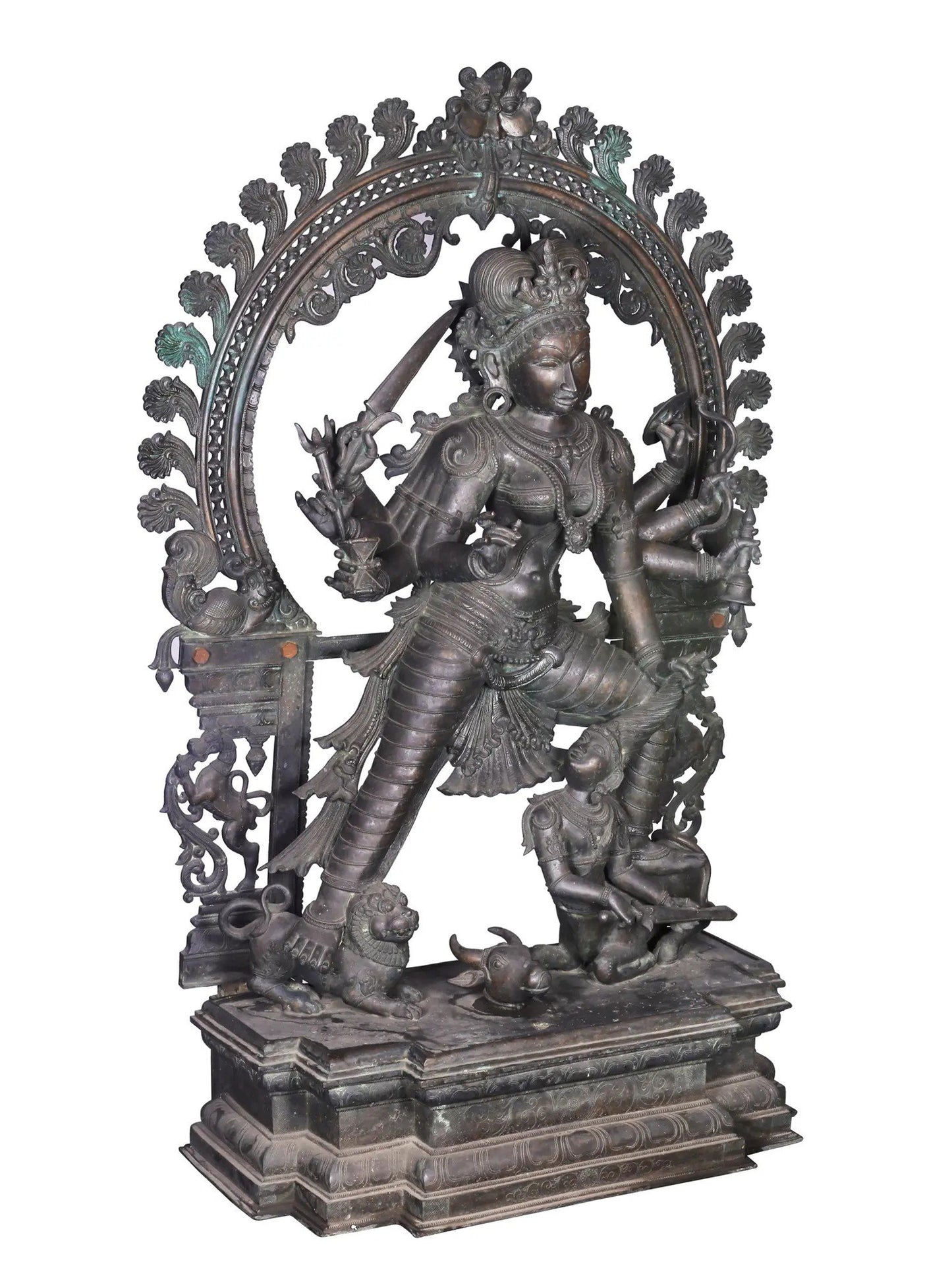 60'' Super Large Standing Mahishasur Mardini (Devi Durga) | Panchaloha Bronze from Swamimalai