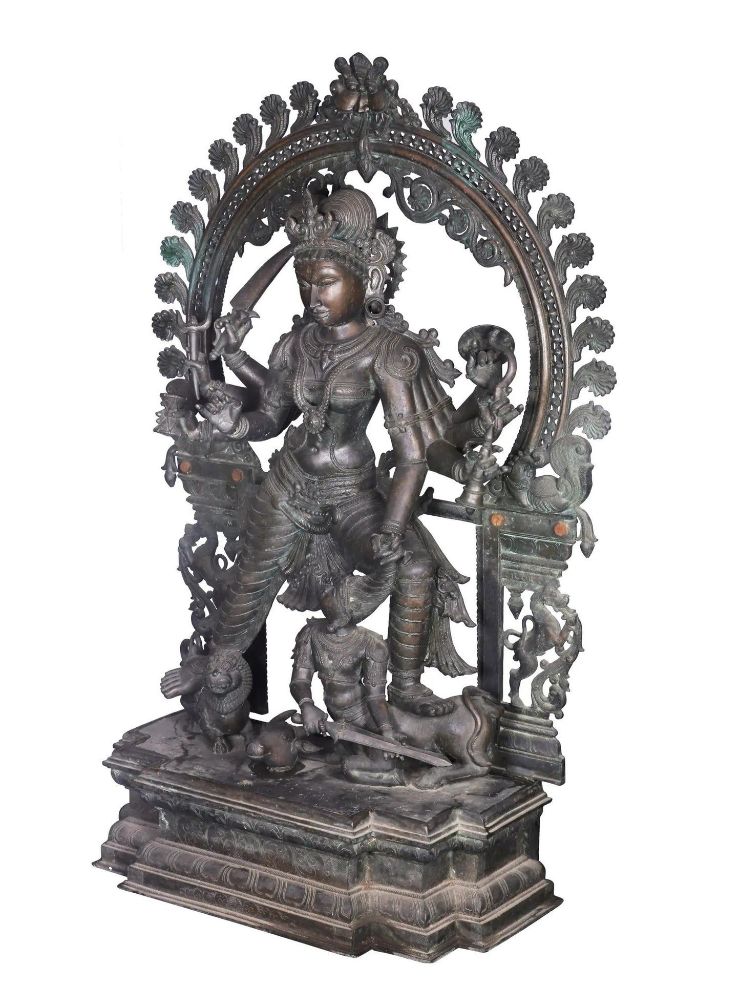 60'' Super Large Standing Mahishasur Mardini (Devi Durga) | Panchaloha Bronze from Swamimalai