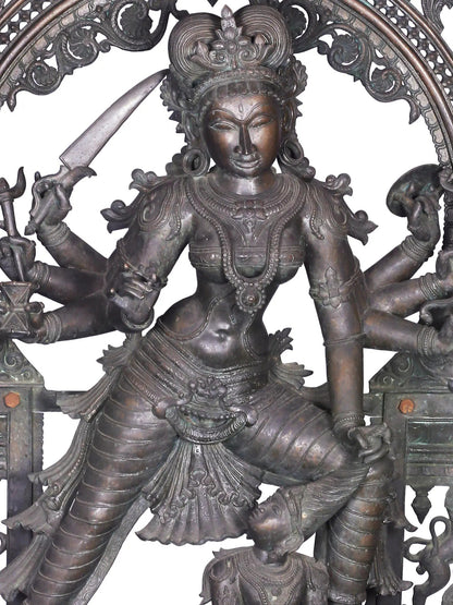 60'' Super Large Standing Mahishasur Mardini (Devi Durga) | Panchaloha Bronze from Swamimalai