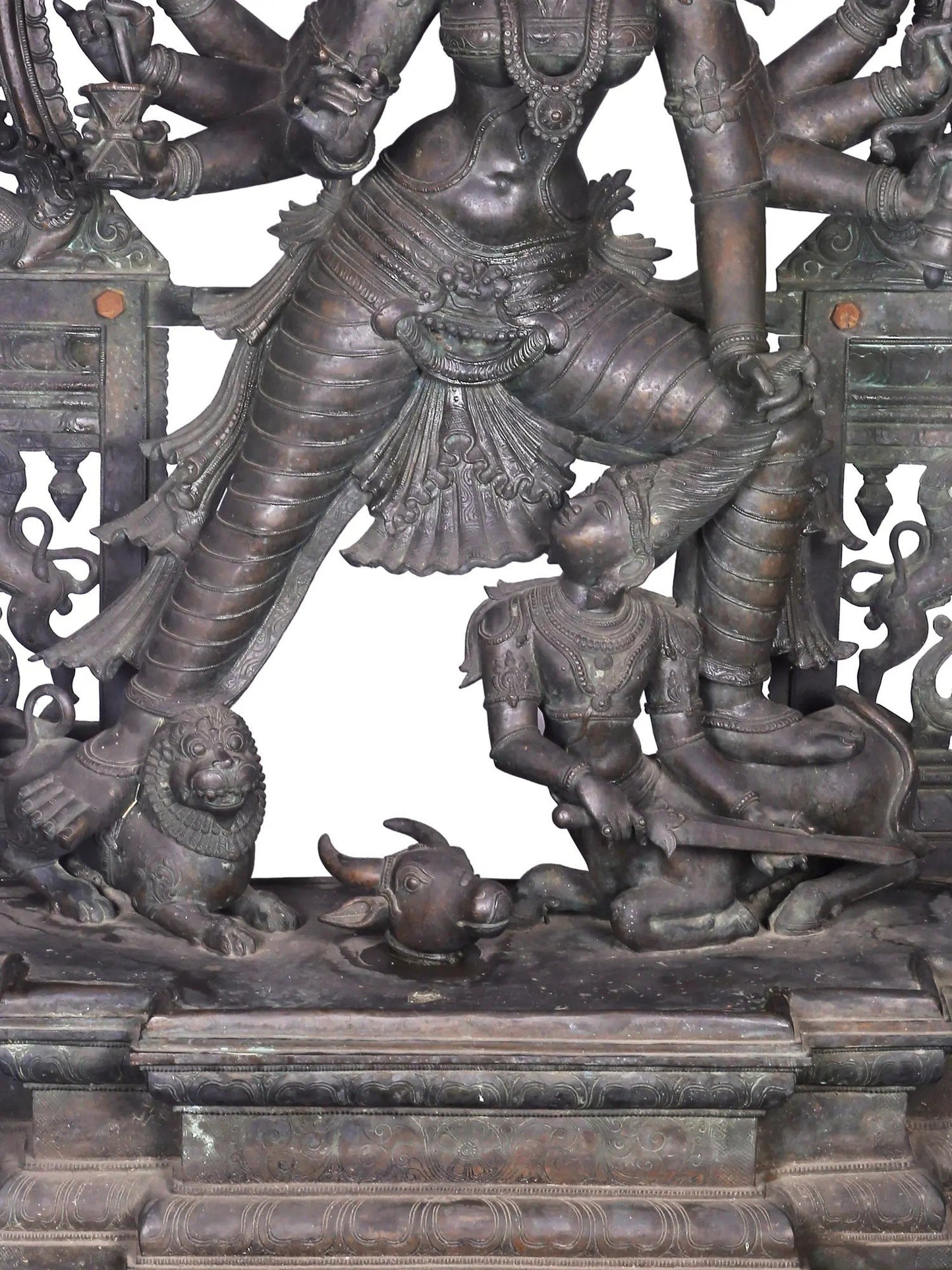 60'' Super Large Standing Mahishasur Mardini (Devi Durga) | Panchaloha Bronze from Swamimalai