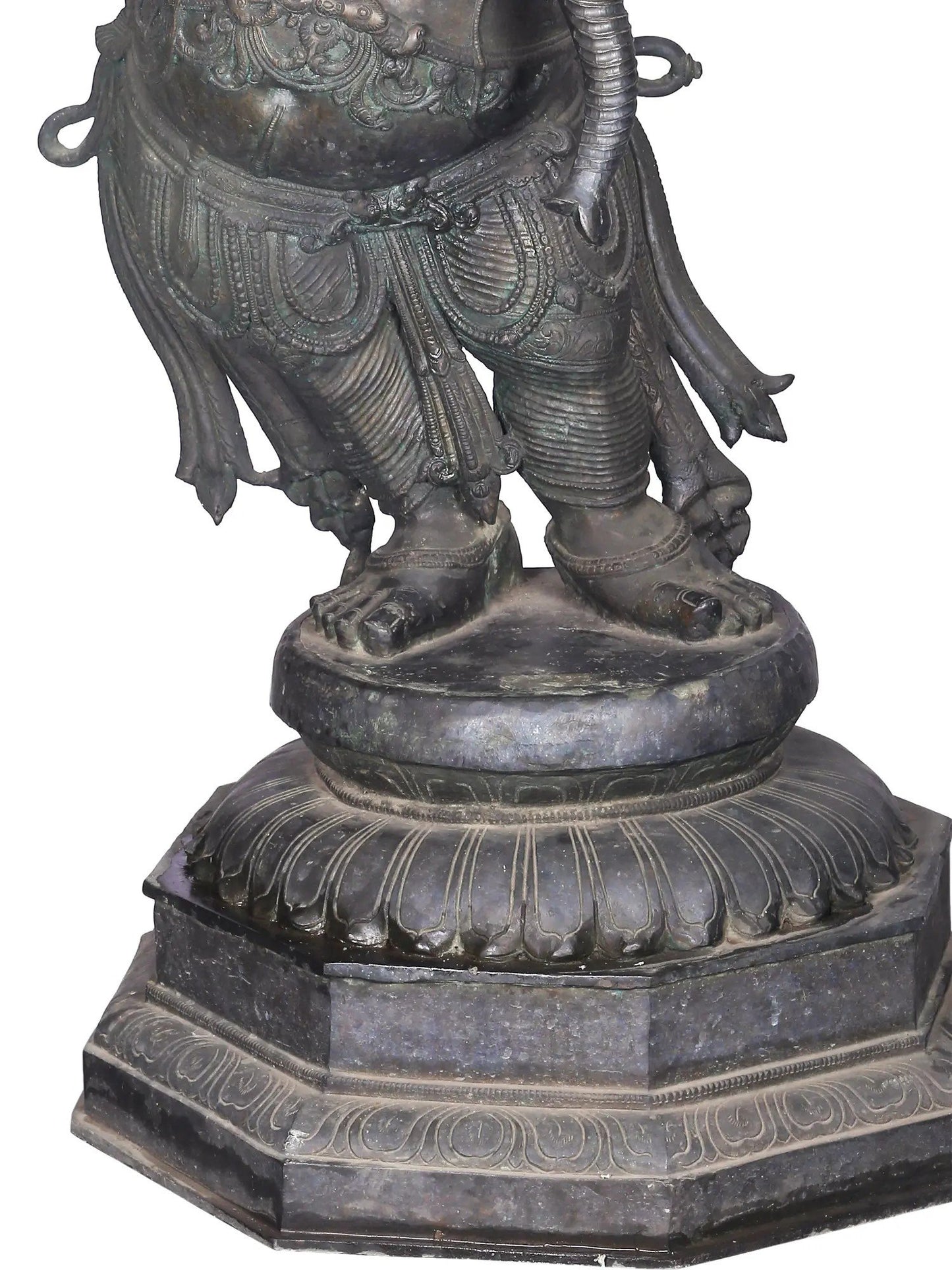 48'' Standing Lord Ganesha With Writing | Panchaloha Bronze Statue From Swamimalai