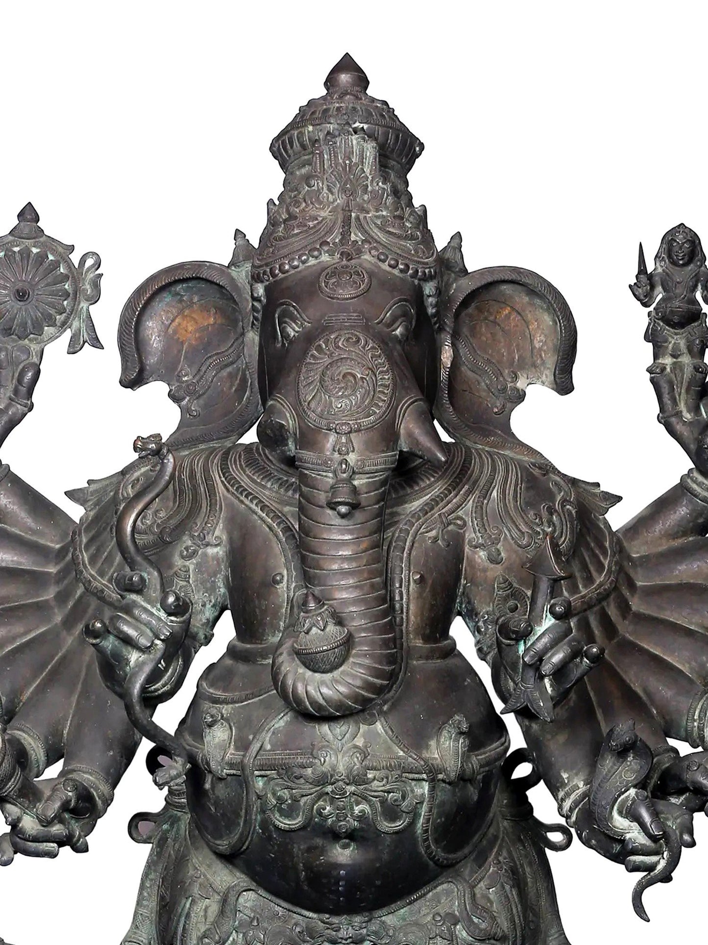 57'' Large Veera Ganpati With Mani Arms And Weapons | Panchaloha Bronze from Swamimalai