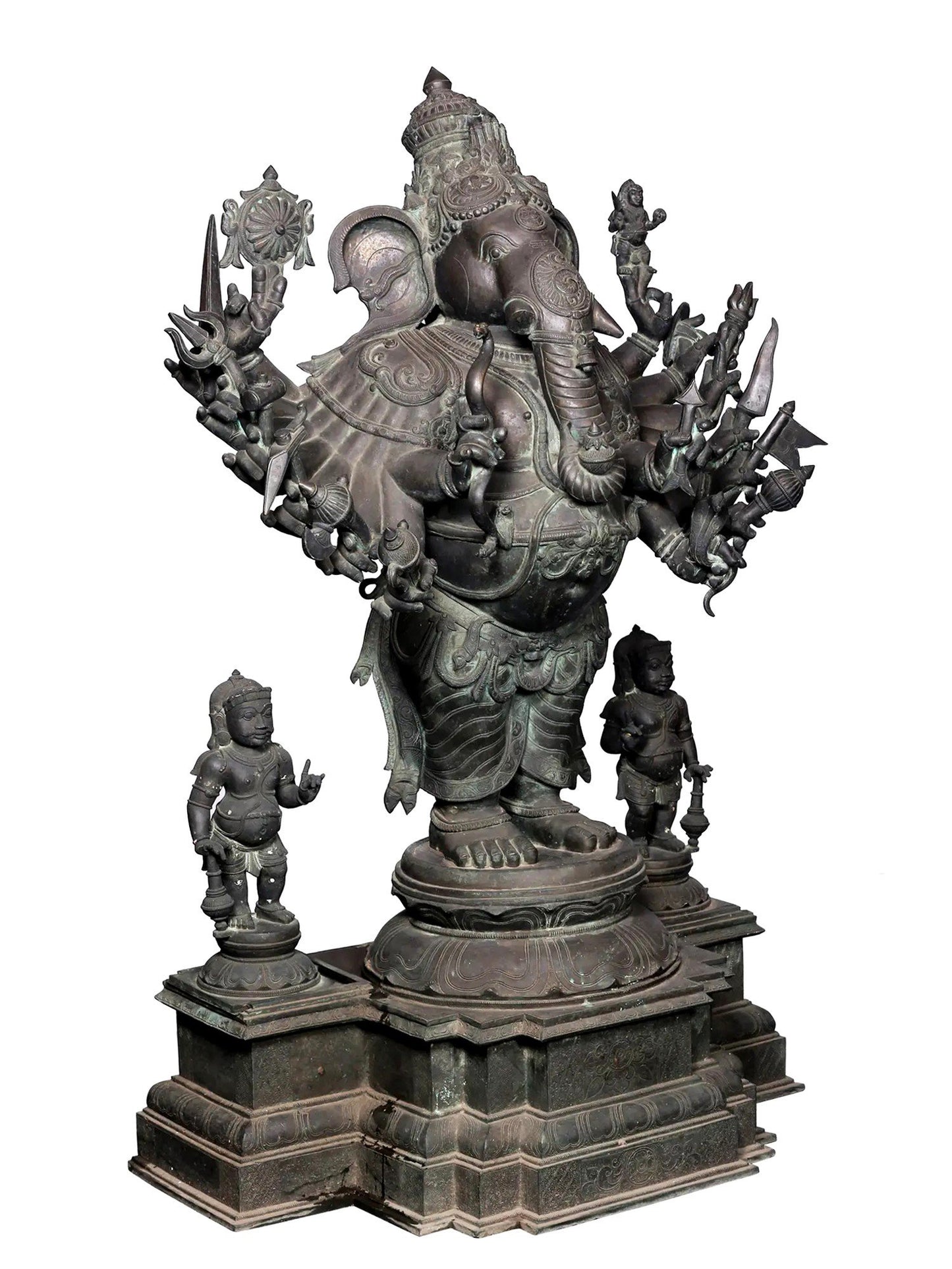 57'' Large Veera Ganpati With Mani Arms And Weapons | Panchaloha Bronze from Swamimalai