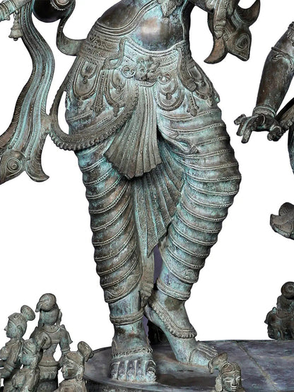 48'' Large Dancing Radha Krishna Idol | Panchaloha Bronze Statue From Swamimalai