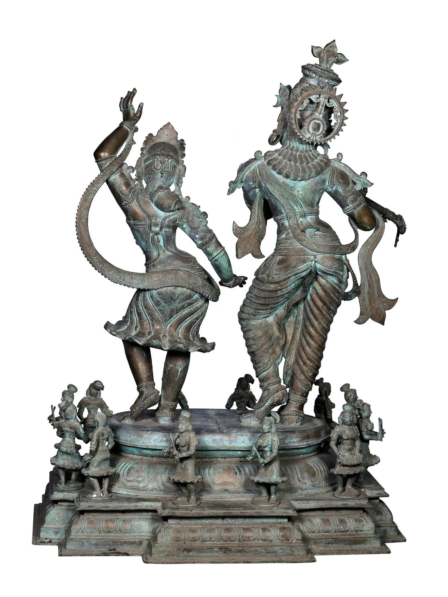 48'' Large Dancing Radha Krishna Idol | Panchaloha Bronze Statue From Swamimalai