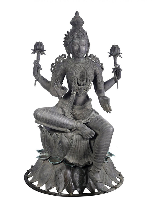 66'' Large Devi Lakshmi Statue In Blessing Posture | Panchaloha Bronze Statue From Swamimalai | Statue For Garden And Temple