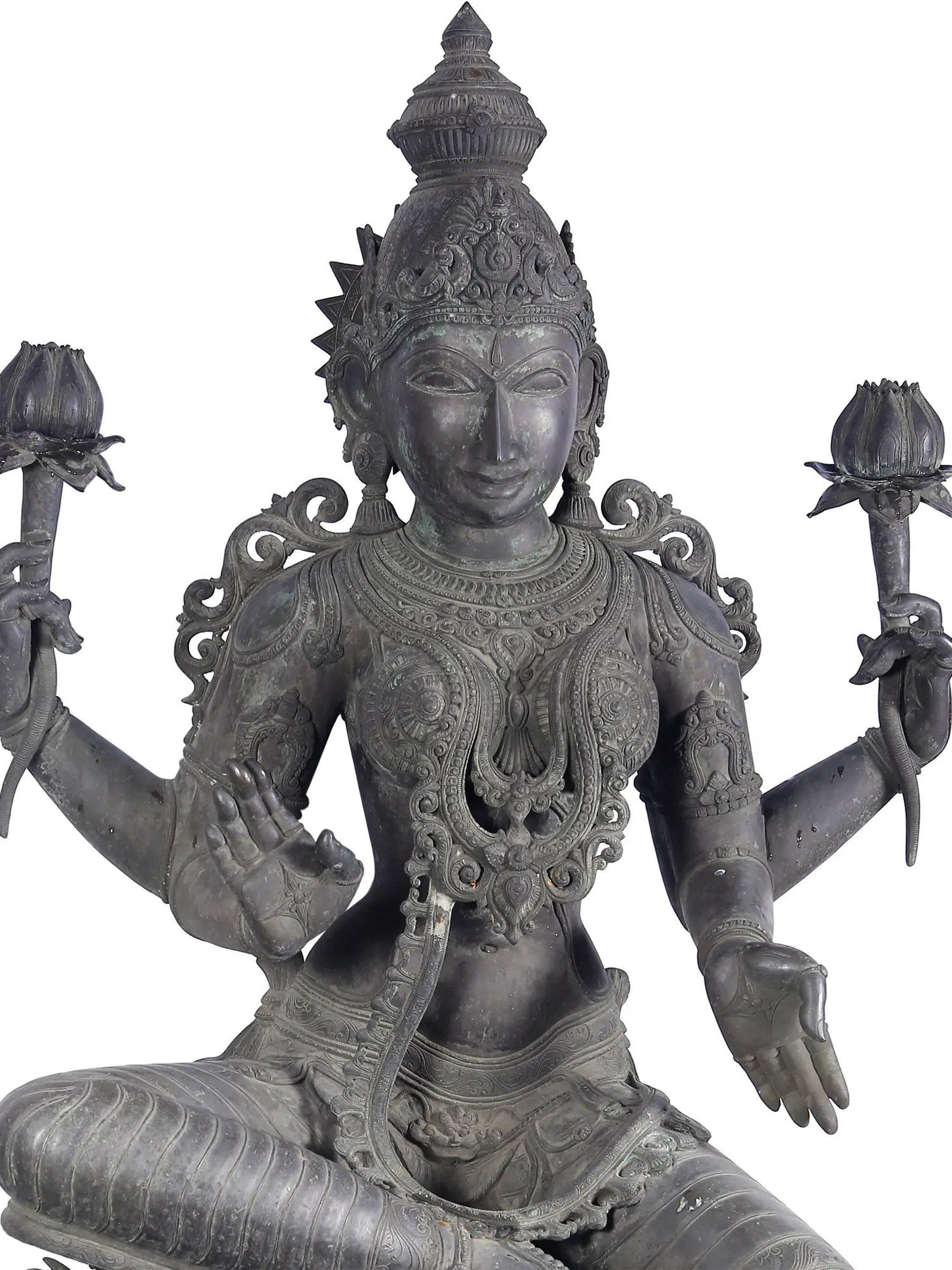 66'' Large Devi Lakshmi Statue In Blessing Posture | Panchaloha Bronze Statue From Swamimalai | Statue For Garden And Temple